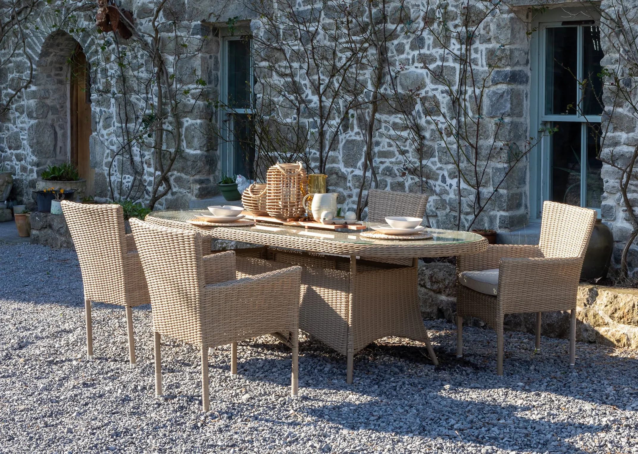 180cm Oval Rattan Garden Dining Table - Seville