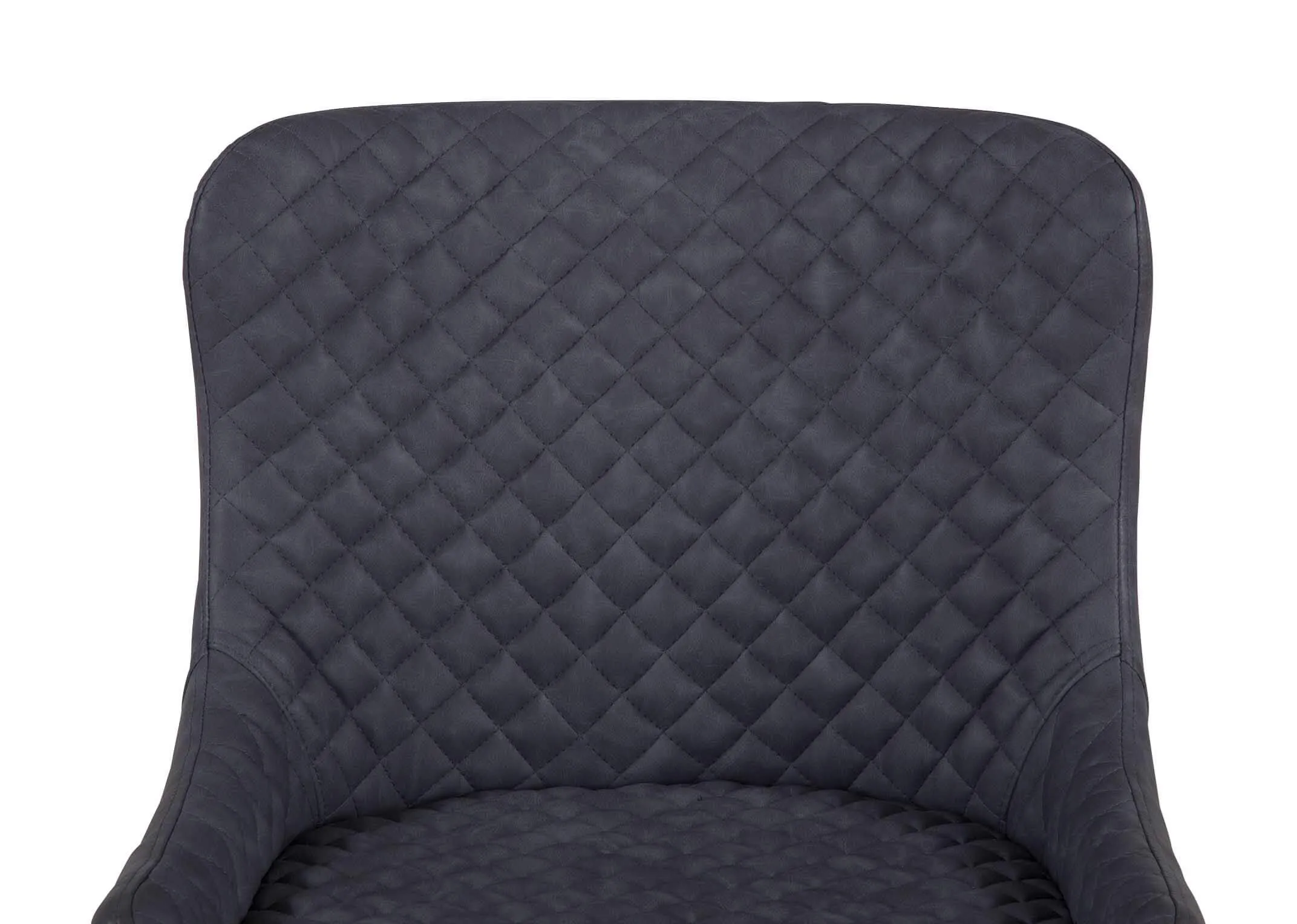 A vintage grey dining chair with dark grey faux leather from EZ Livings Ottowa range. Closeup of detail on fabric