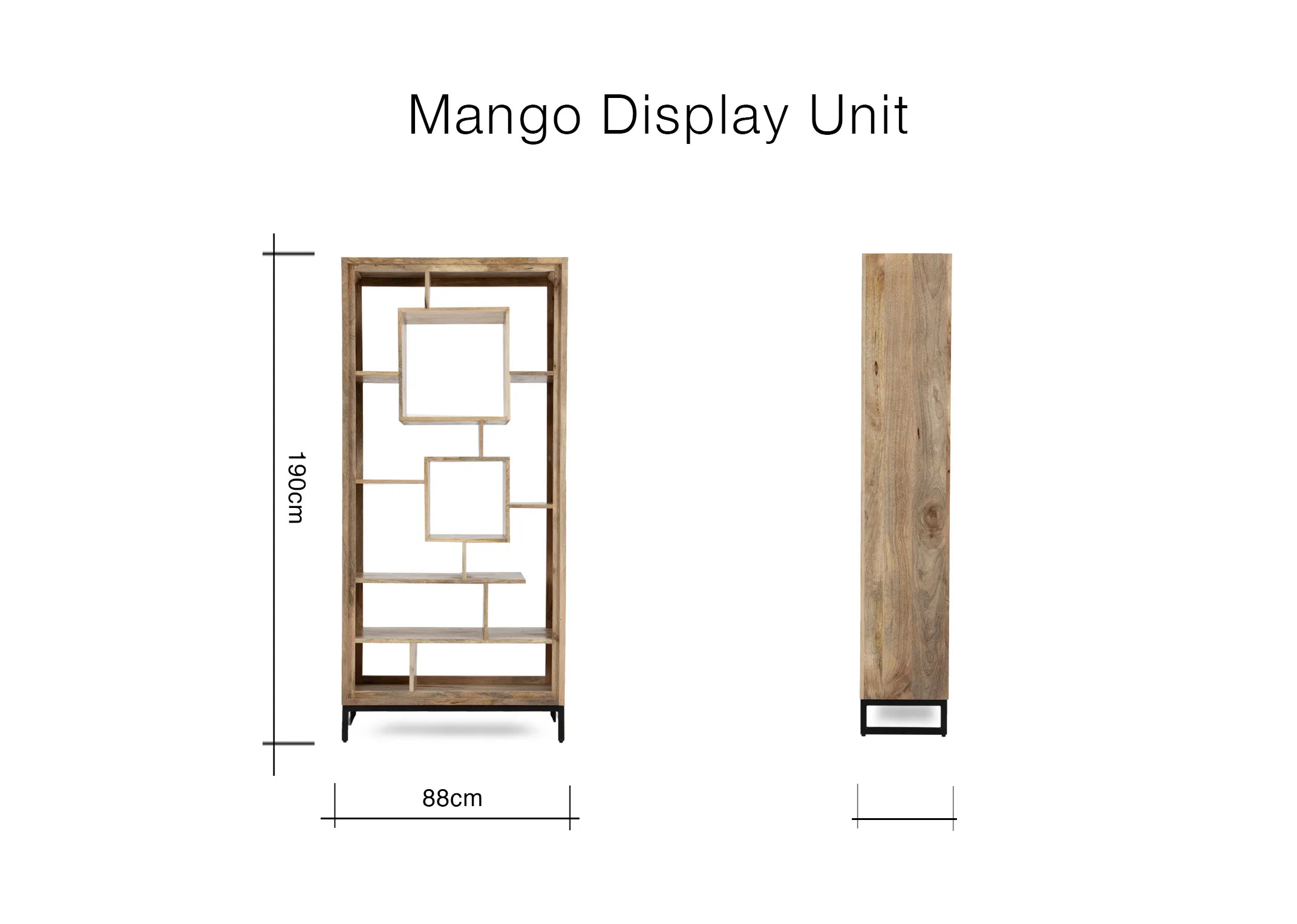 A lifestyle image of the Mango Display Unit with a selection of accessories and plants on the shelves.