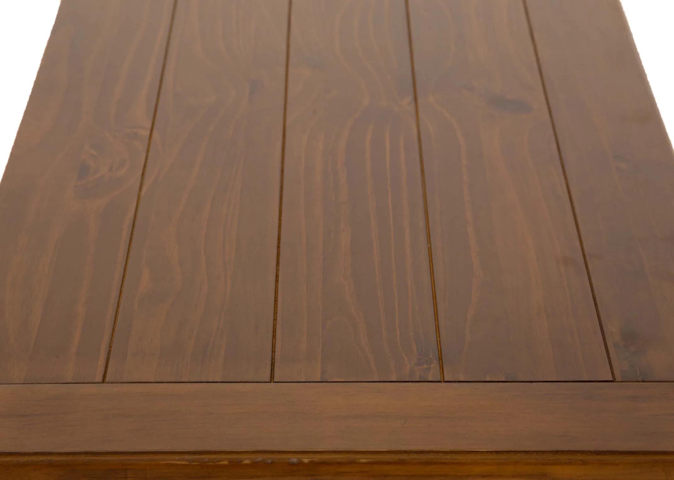A brown pine wood 3 drawer locker from EZ Livings Allyson range. Closeup of slatted chest top