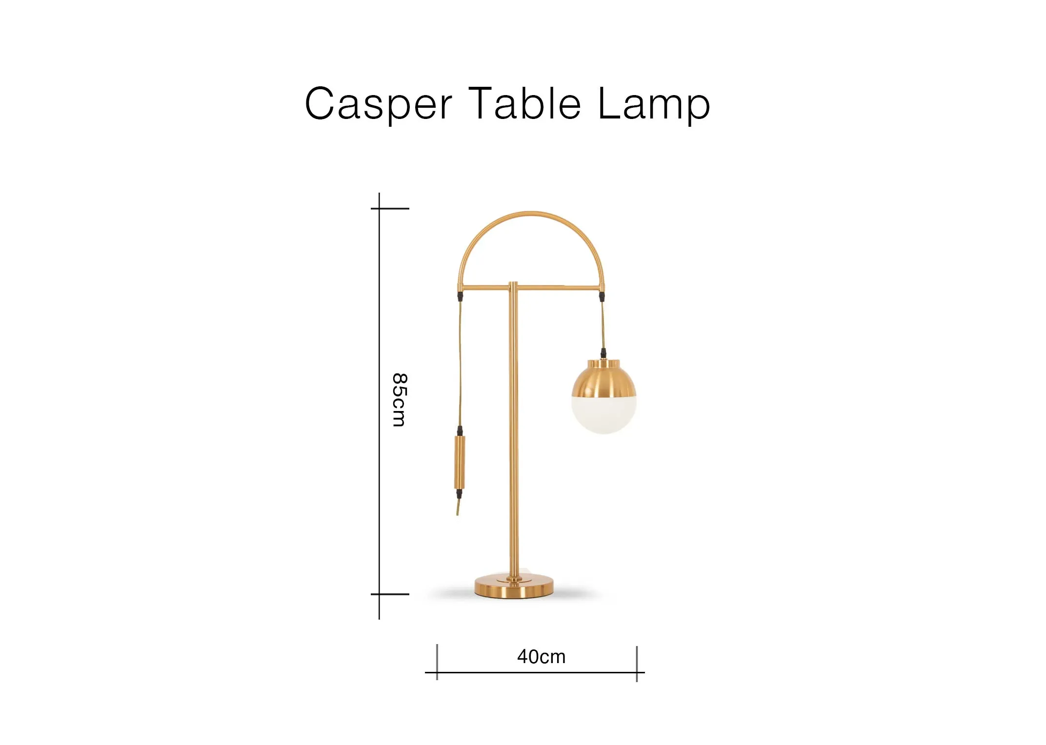 A dimension image of the Casper Table lamp with 40cm x 85cm