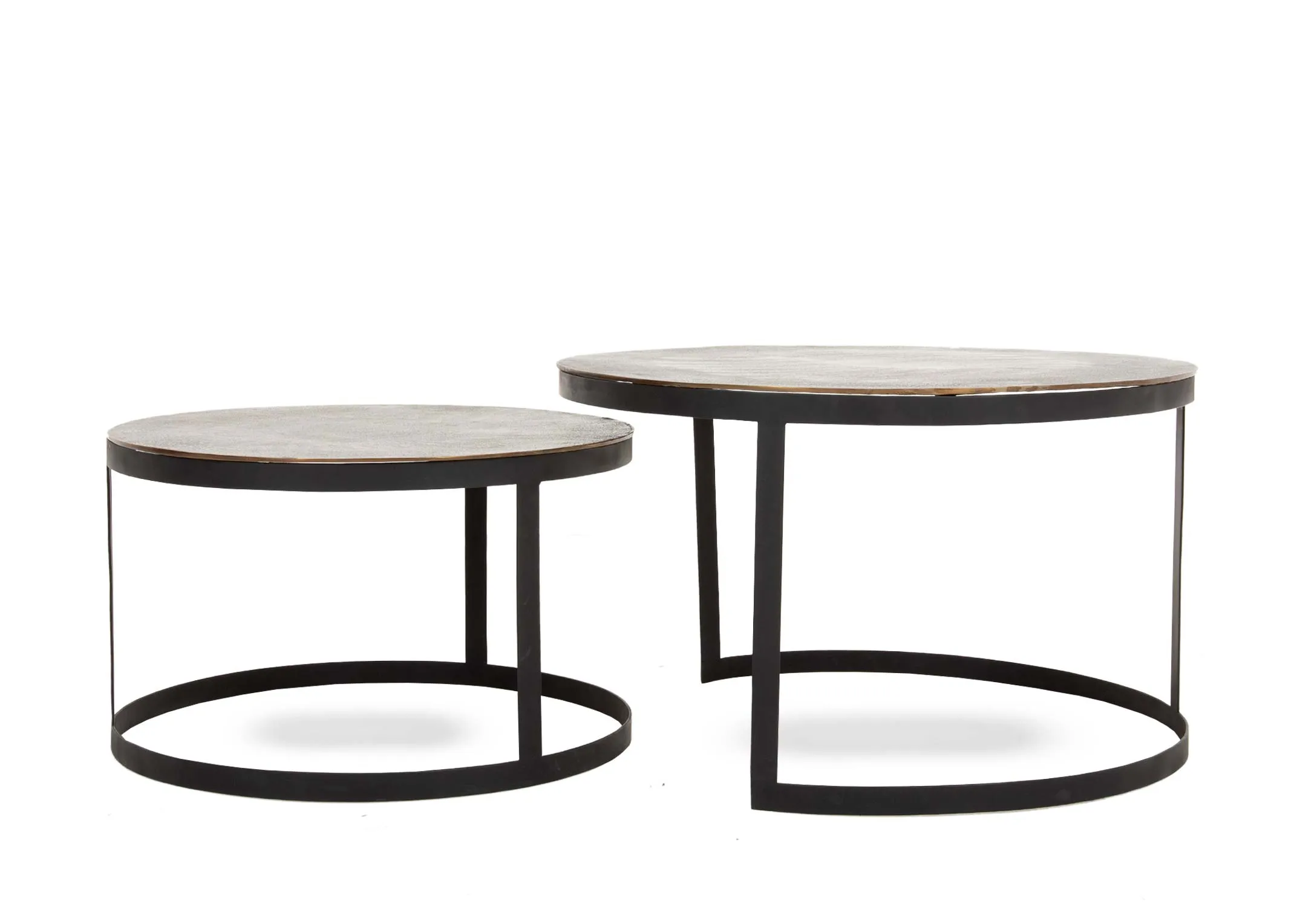 Nest of 2 Bronze Metal Coffee Tables - Toko