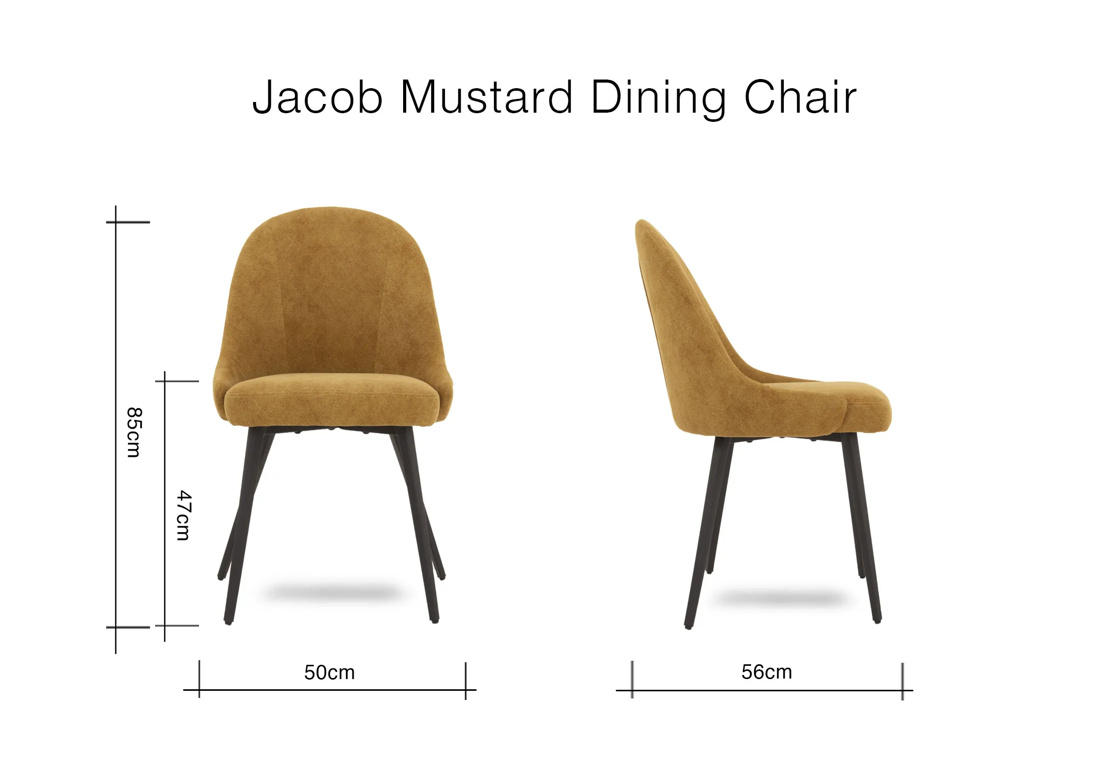 A lifestyle image of the Nola dining table with Jacob yellow dining chairs & purple bar stools