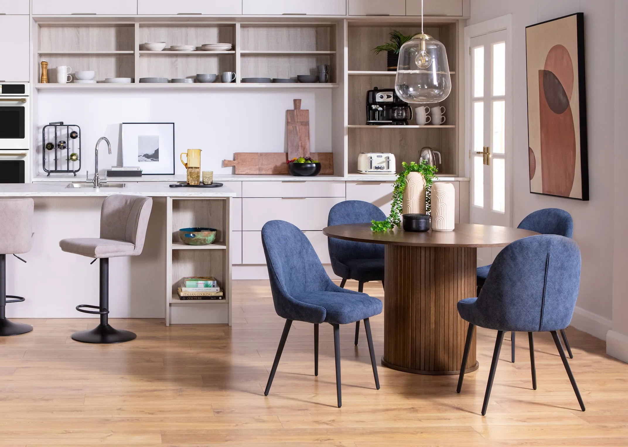 Blue Fabric Dining Chair - Jacob