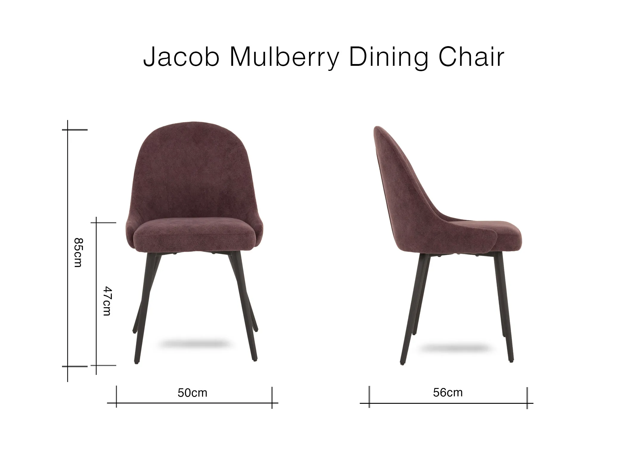 A lifestyle image of the Nola dining table with Jacob purple dining chairs & yellow bar stools.