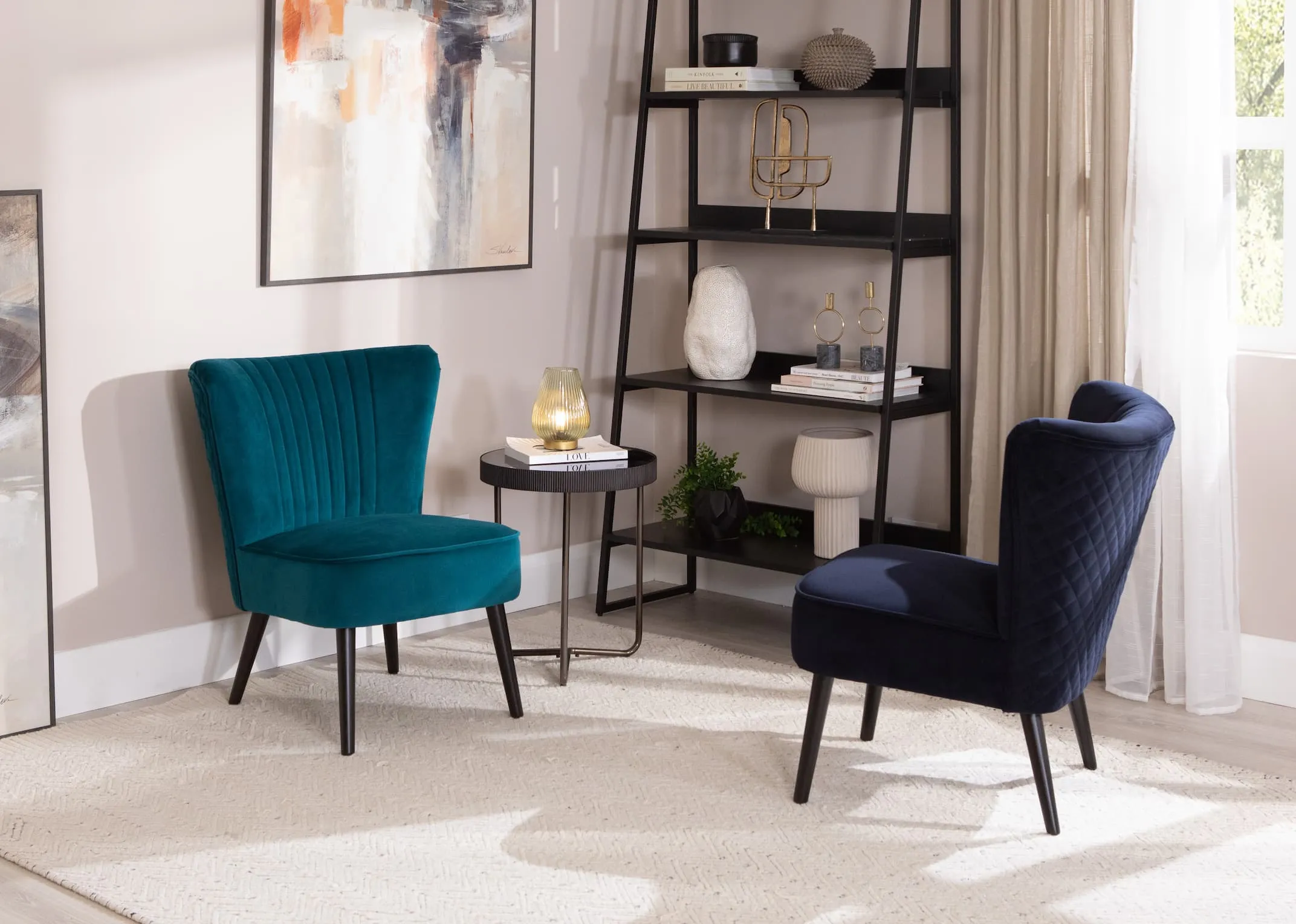 Teal Fabric Lounge Chair - Sakura