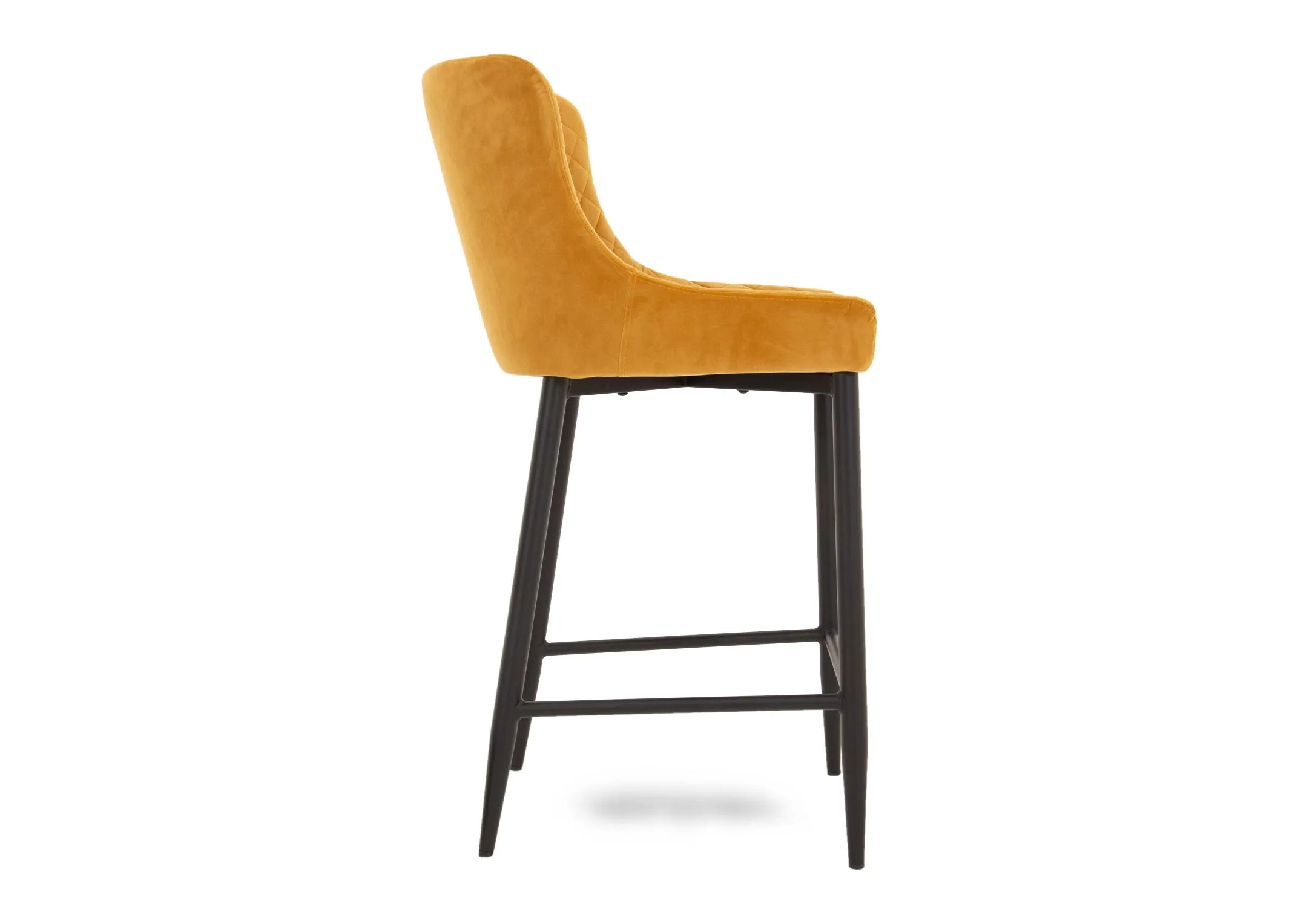 A mustard velvet counter stool from EZ Livings Ottowa range.