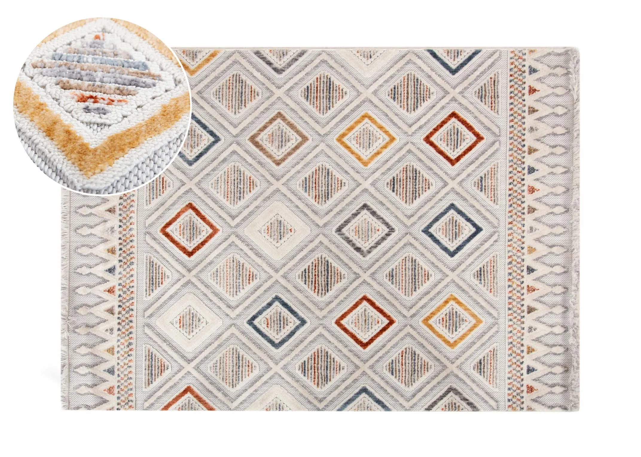 Cream Diamond 160cm x 220cm Medium Rug - Holiday