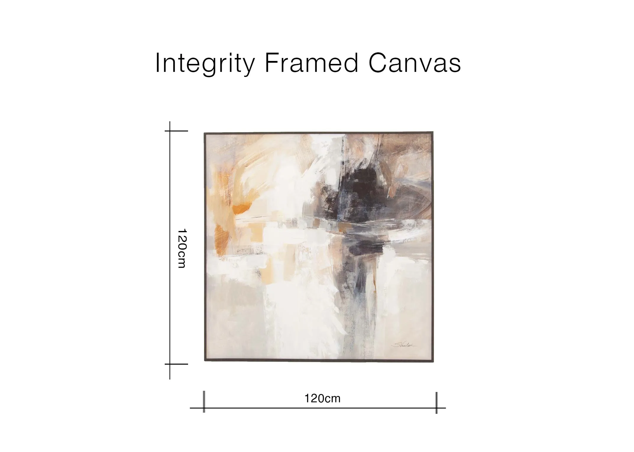 A dimension image of the Integrity Canavs with 120cm x 120cm