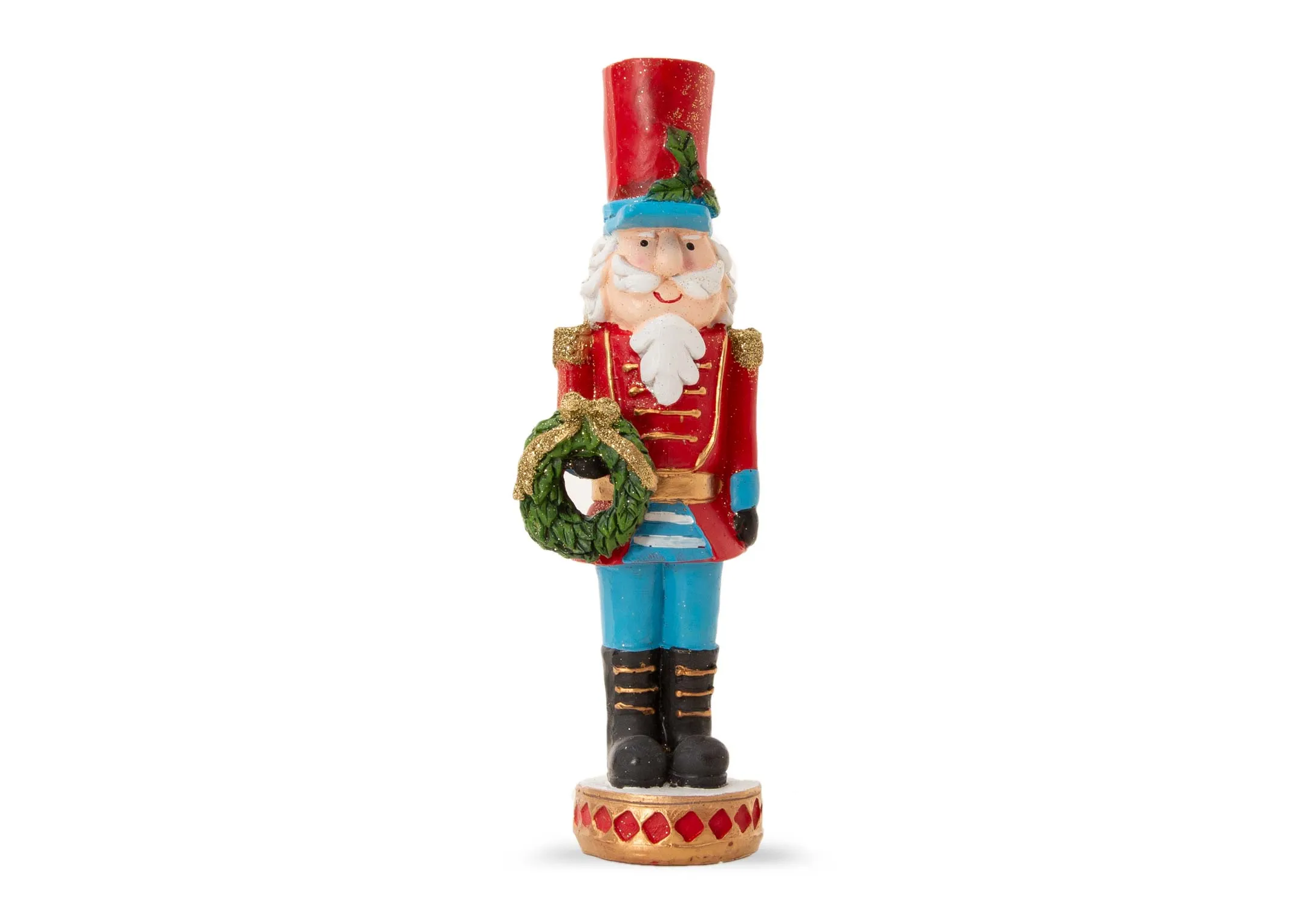 Standing Nutcracker with Wreath - Christmas Figurine