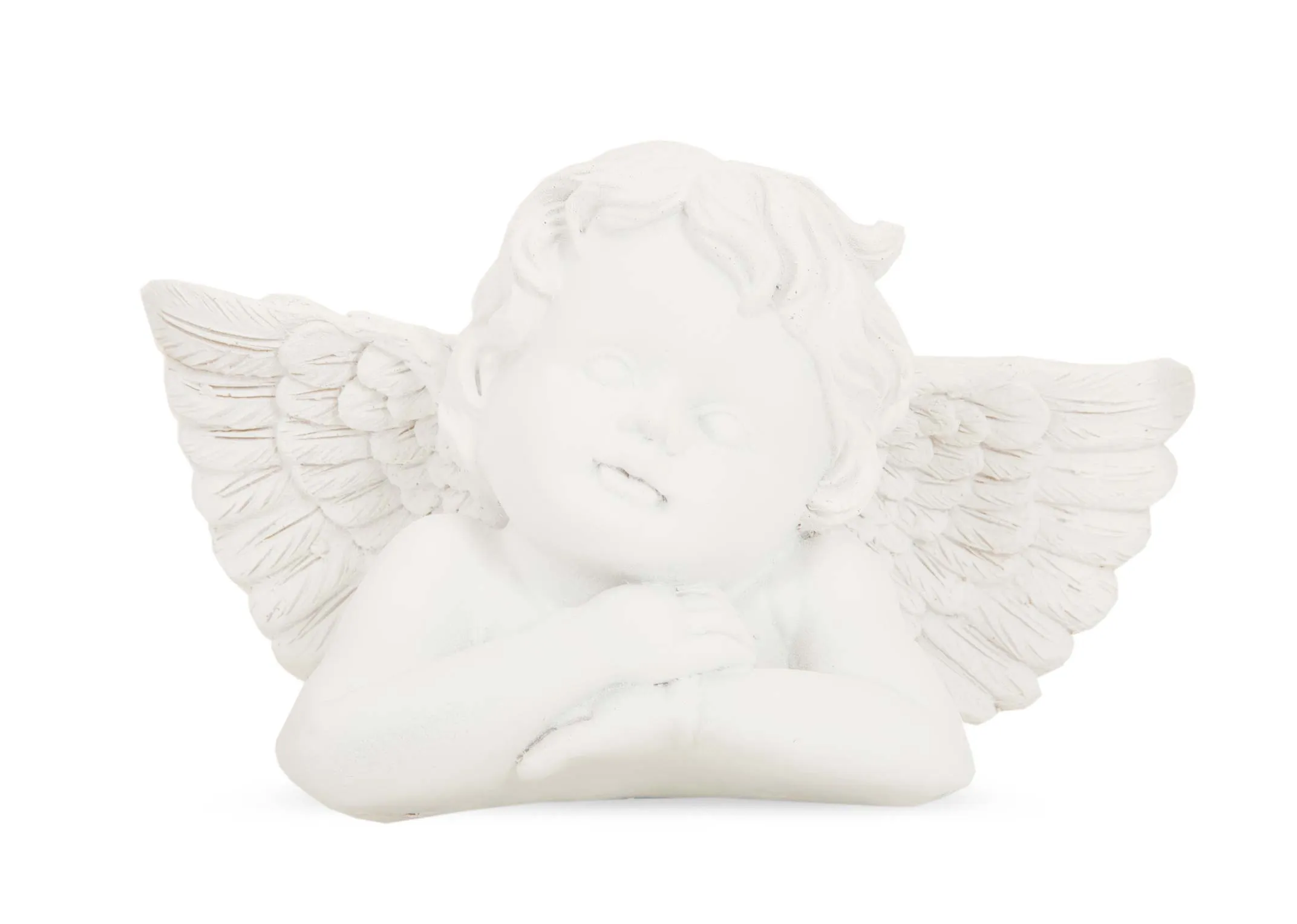 A dimension image of the White Angel Ornament with 18cm x 8cm x 10cm