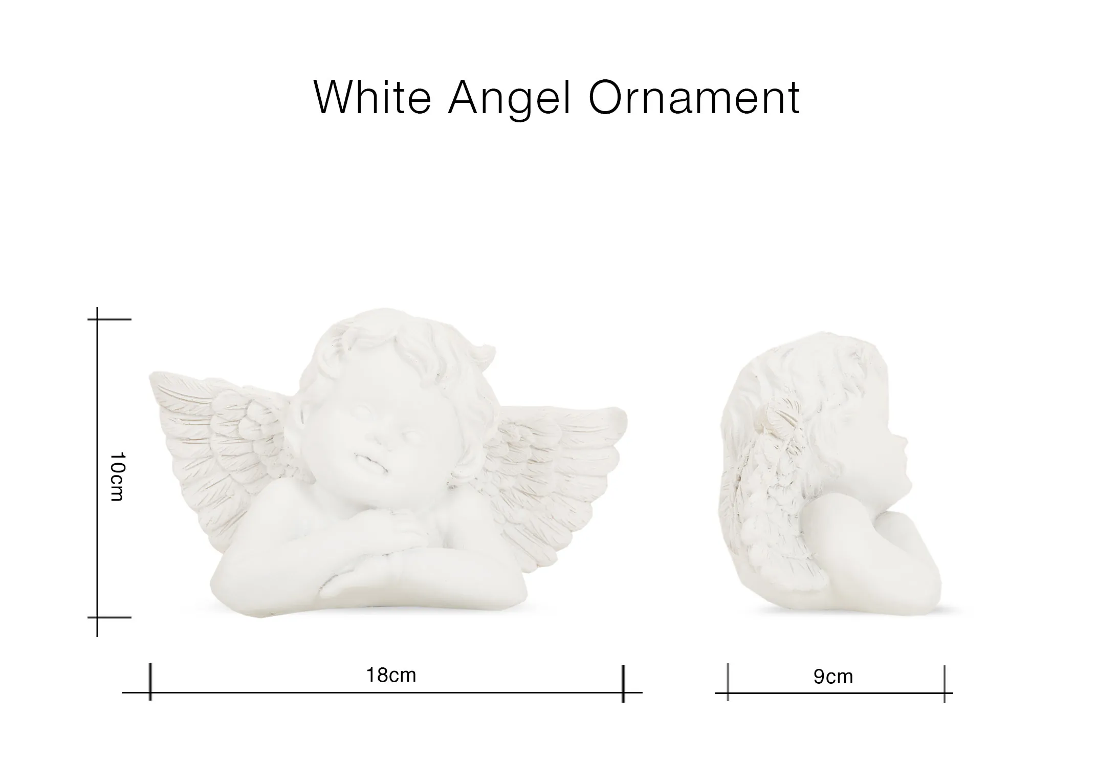 A lifestyle image of a mantle with pearl garland and white angel ornament.