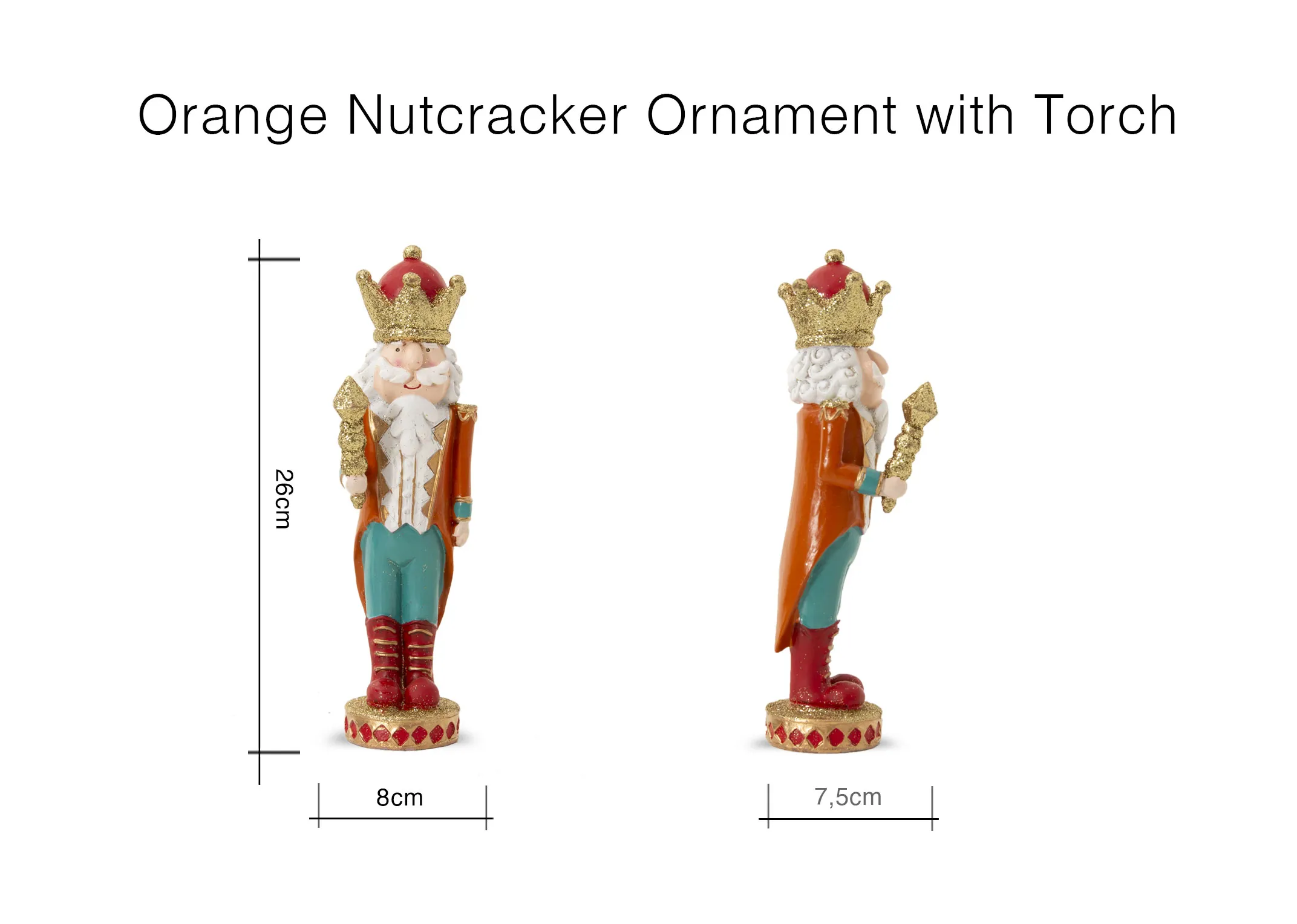 A lifestyle image of a bookshelf with Nutcracker with torch & holding tree and a red & gold gift box