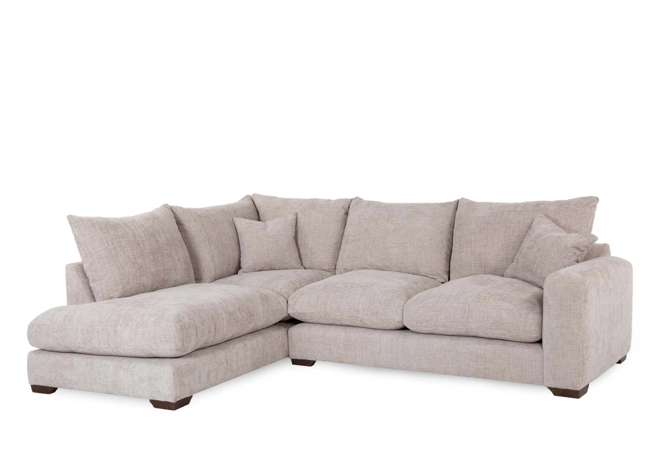 Beige Fabric RHF Sofa with LHF Lounger - Aurora