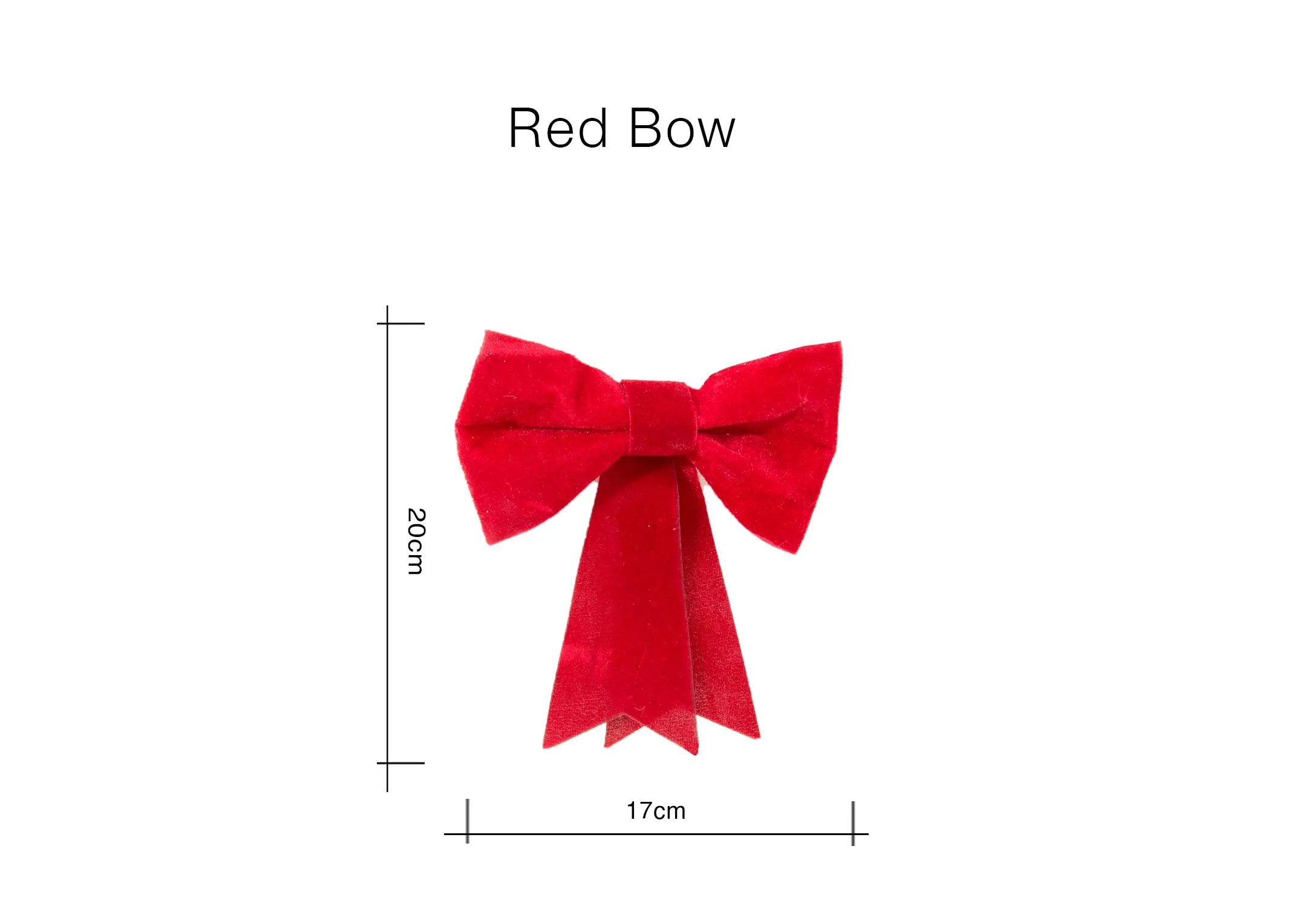 A dimension image of the Red Bow with 17cm x 20cm
