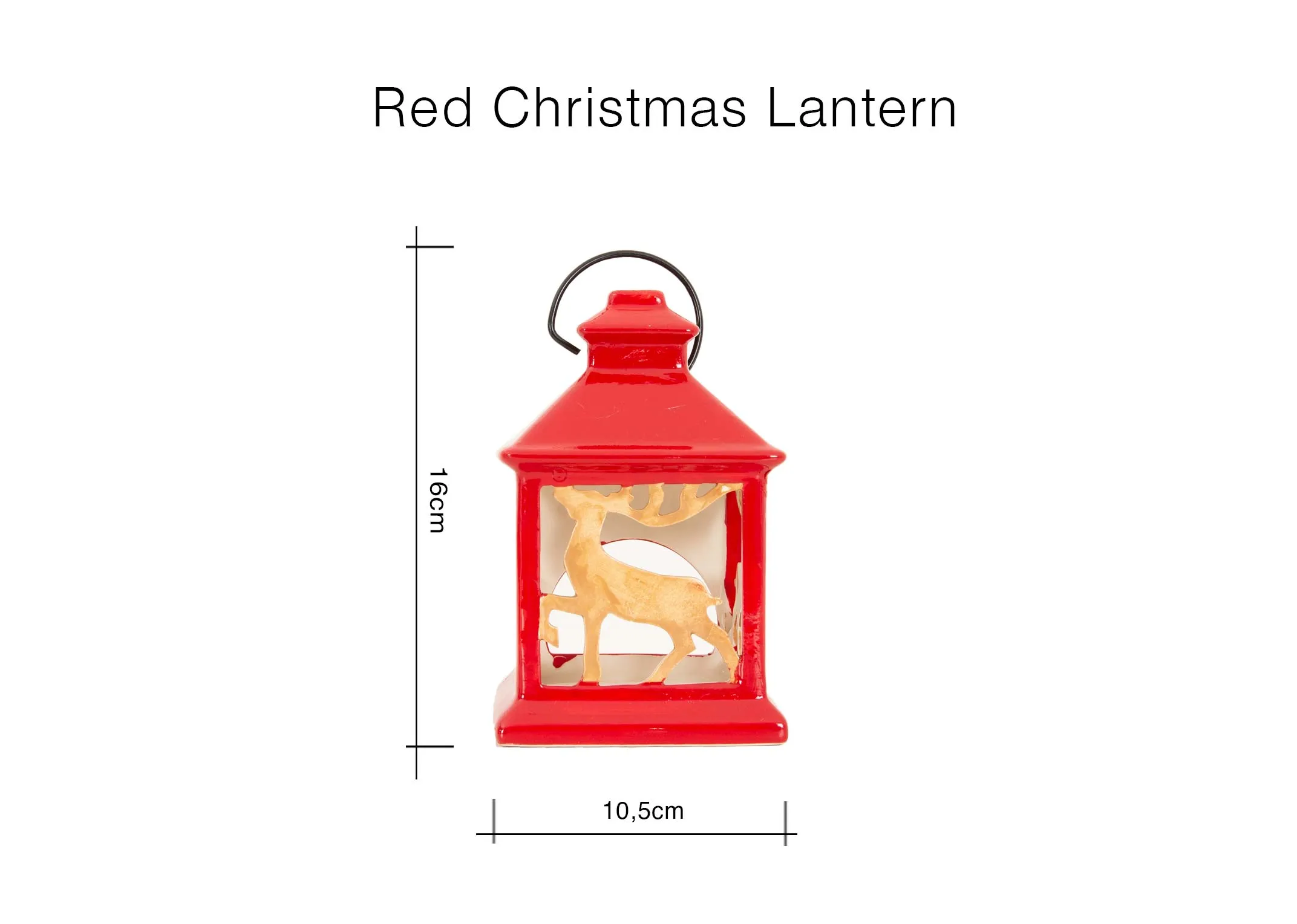 A lifestyle image of the Red Christams lantern with 2 sizes of white vase.