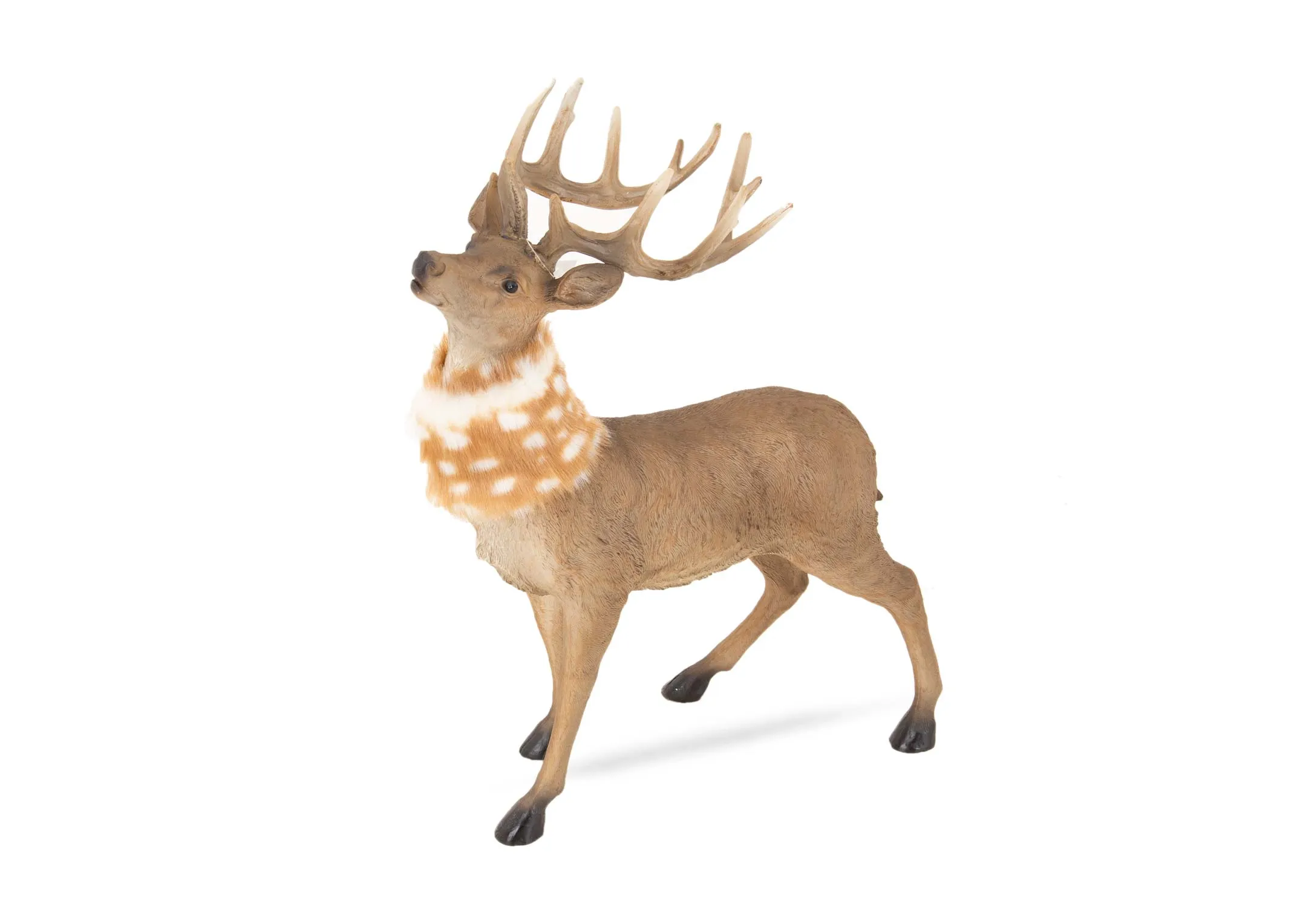Medium Deer with Fur Scarf - Christmas Figurine