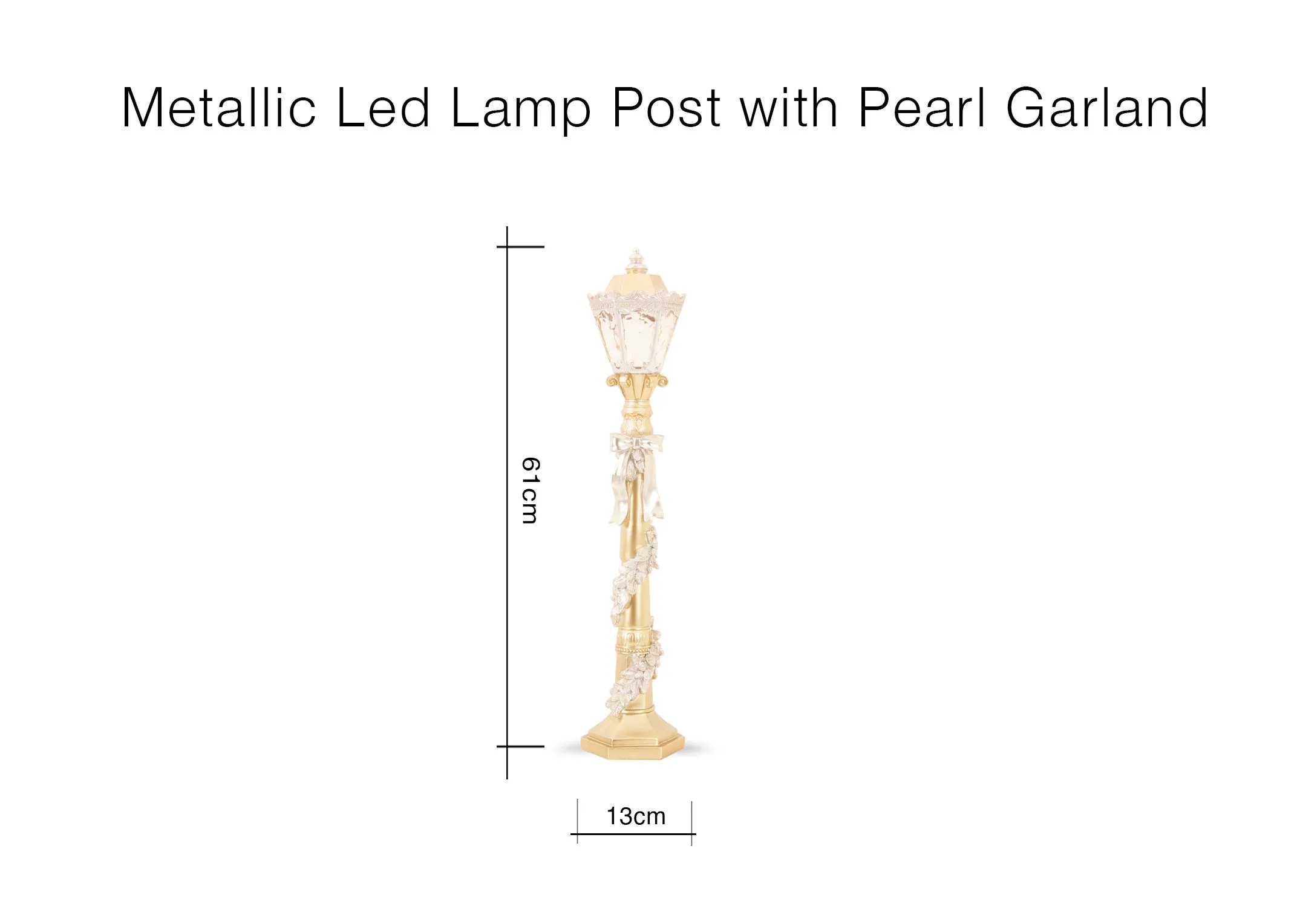 A lifestyle image of the White Santa Claus figurine with the Lamppost with pearl.
