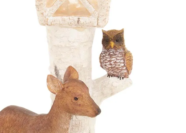 A white LED lamppost figurine with a selection of woodland animals from EZ Livings Christmas range. Closeup