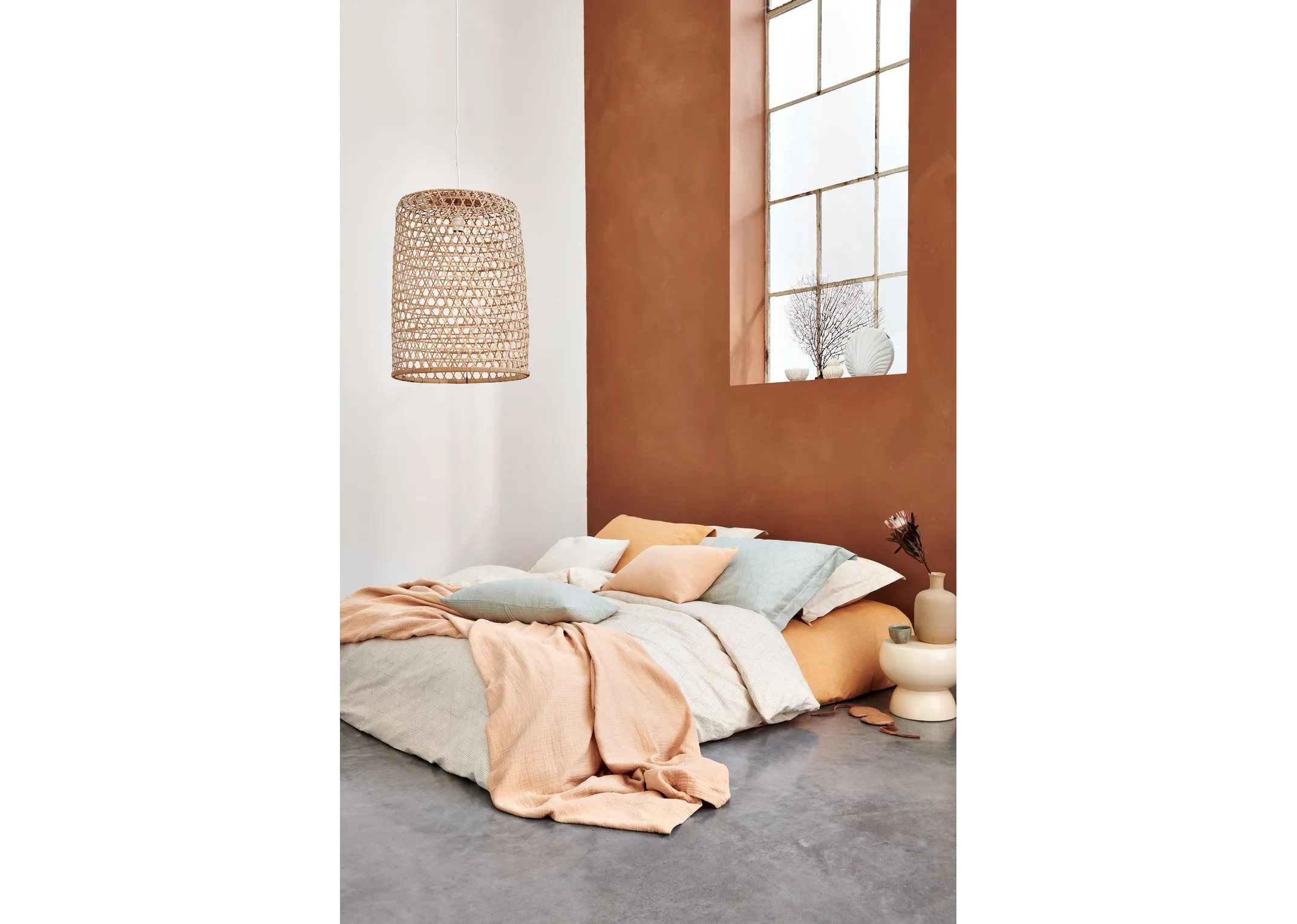 King Size (5ft) Cream Duvet Cover - Geometrical