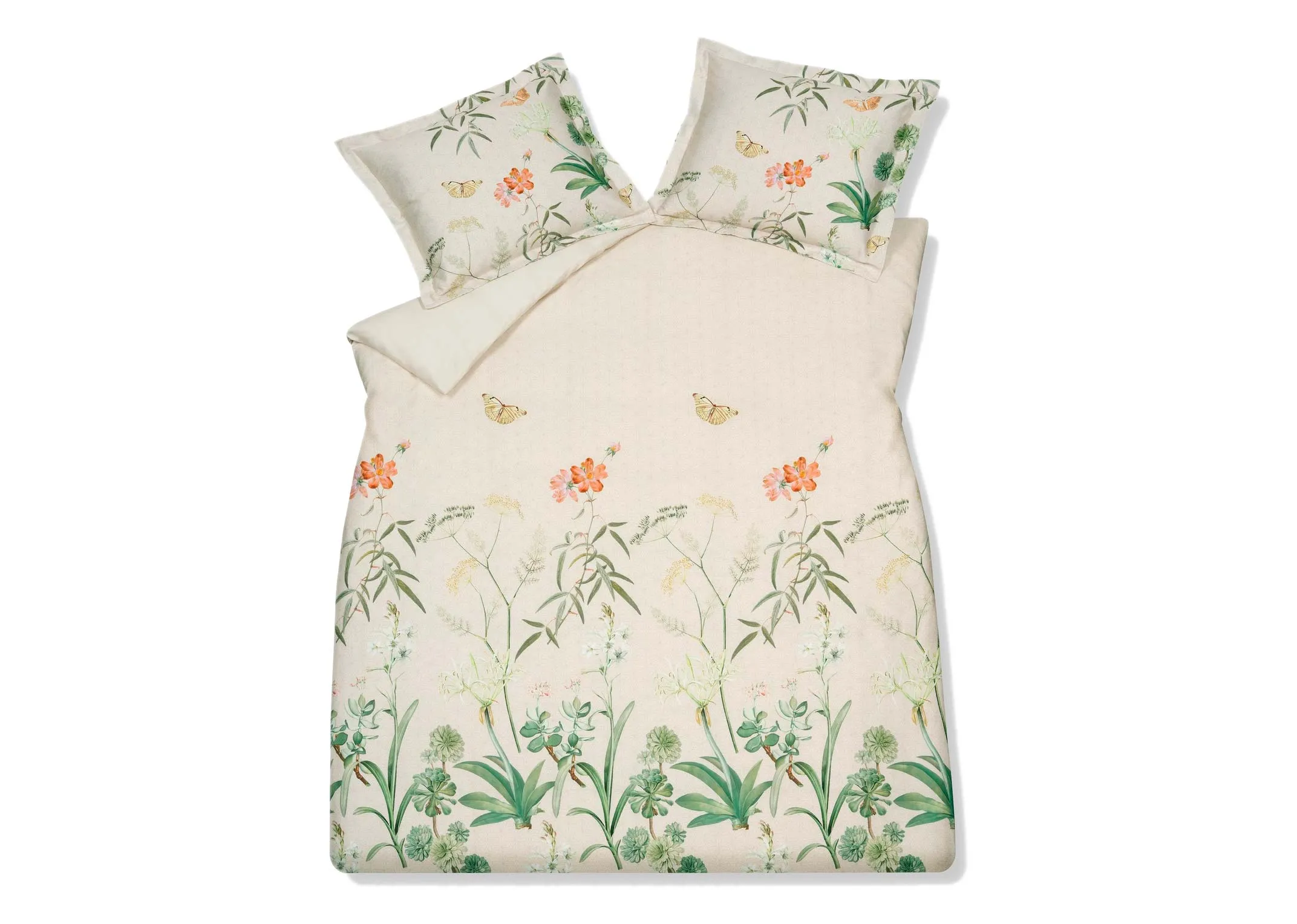 A dimension image of the Flower Garden duvet set with 200cm x 200cm x 50cm x 75cm pillow case