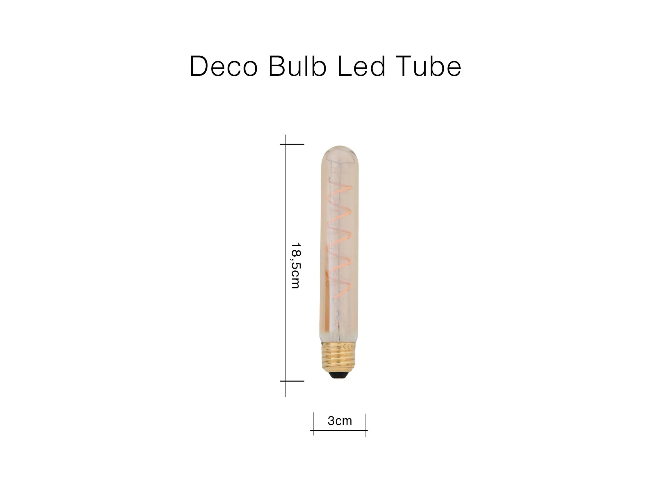 A dimension image of the Deco Tube LED Bulb with 3cm x 19cm