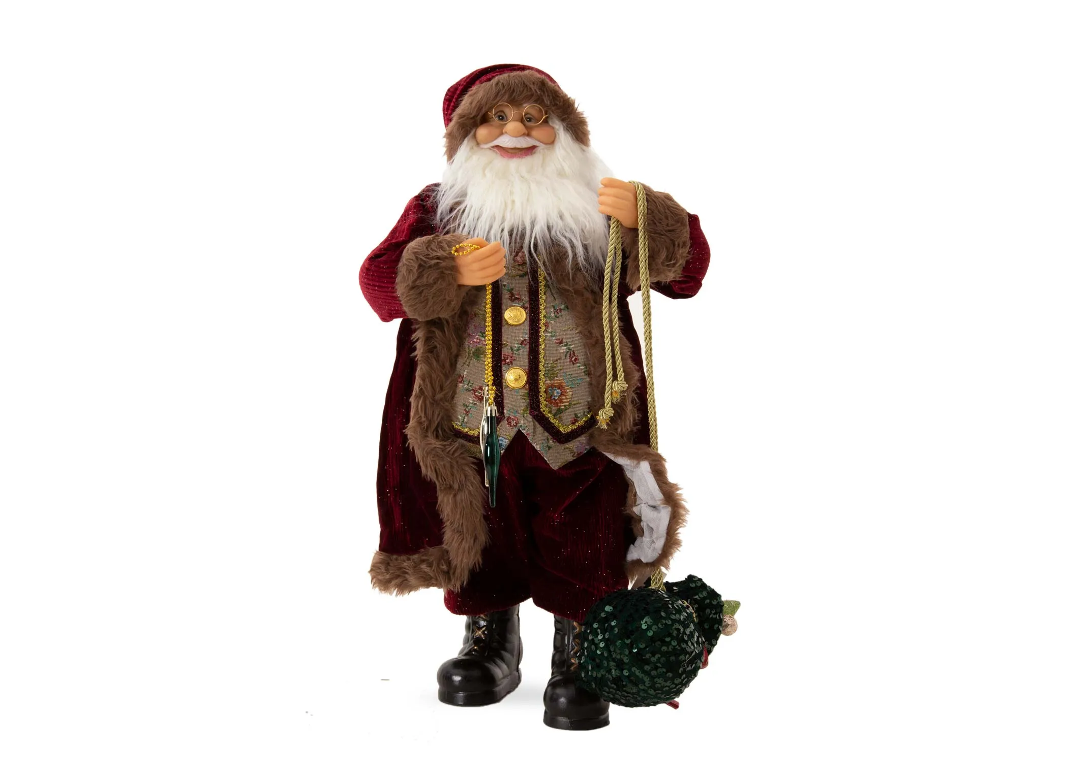 A dimension image of the Gold Santa Claus with 64cm x 42cm
