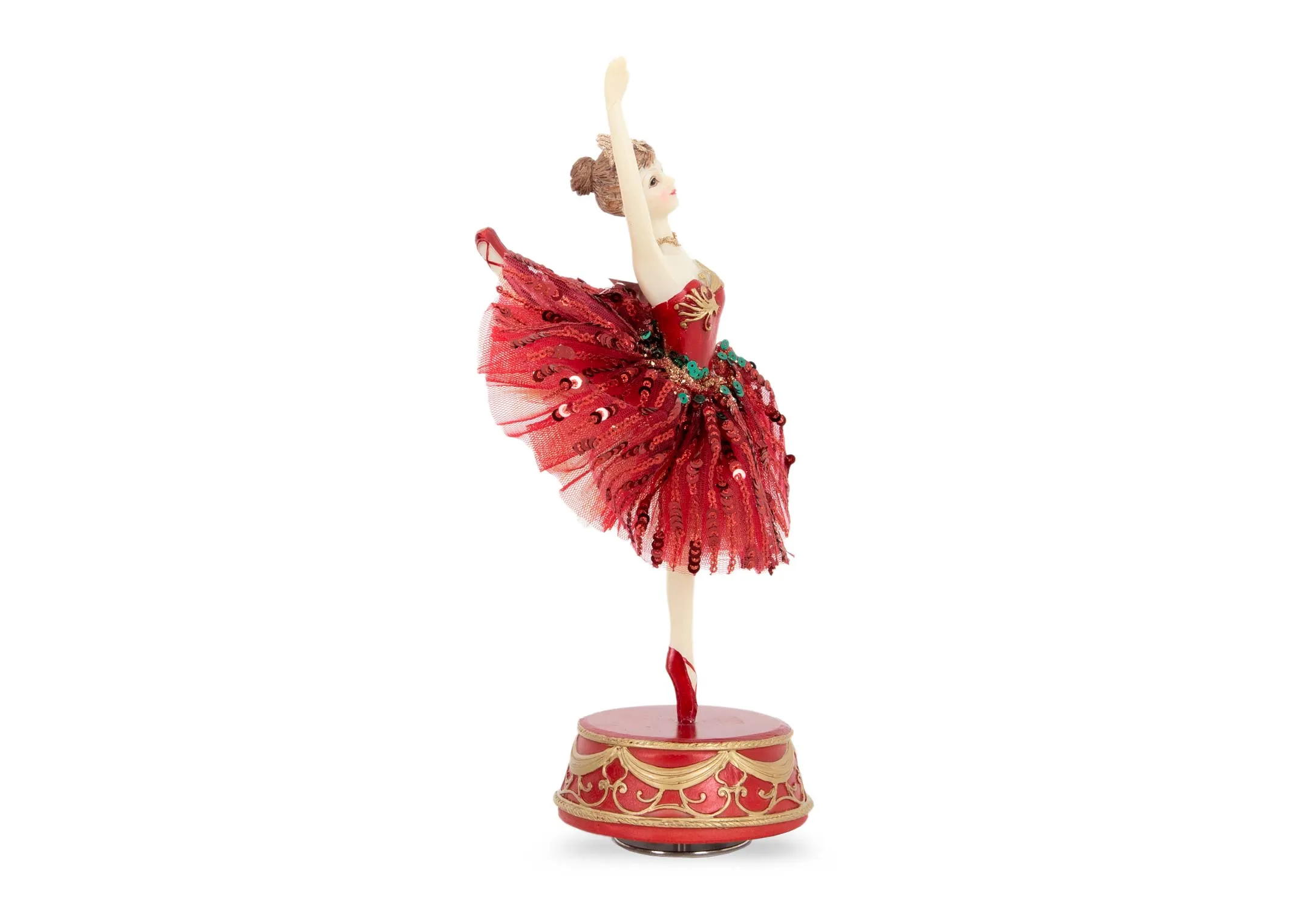 A musical ballerina from EZ Livings Christmas range. Side view of ballerina in motion