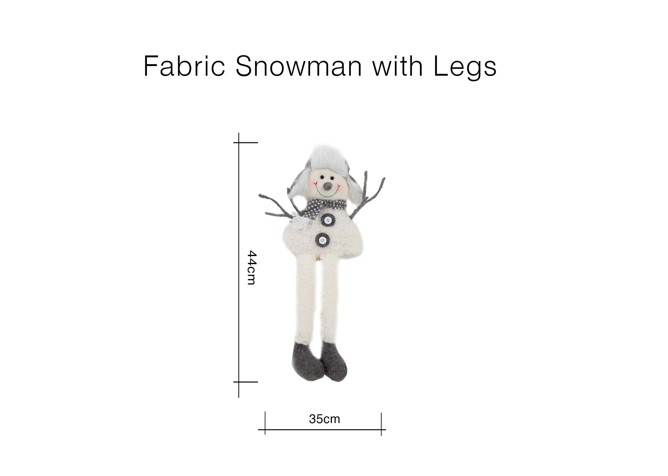 A dimension image of the Fabric Snowman with 35cm x 44cm
