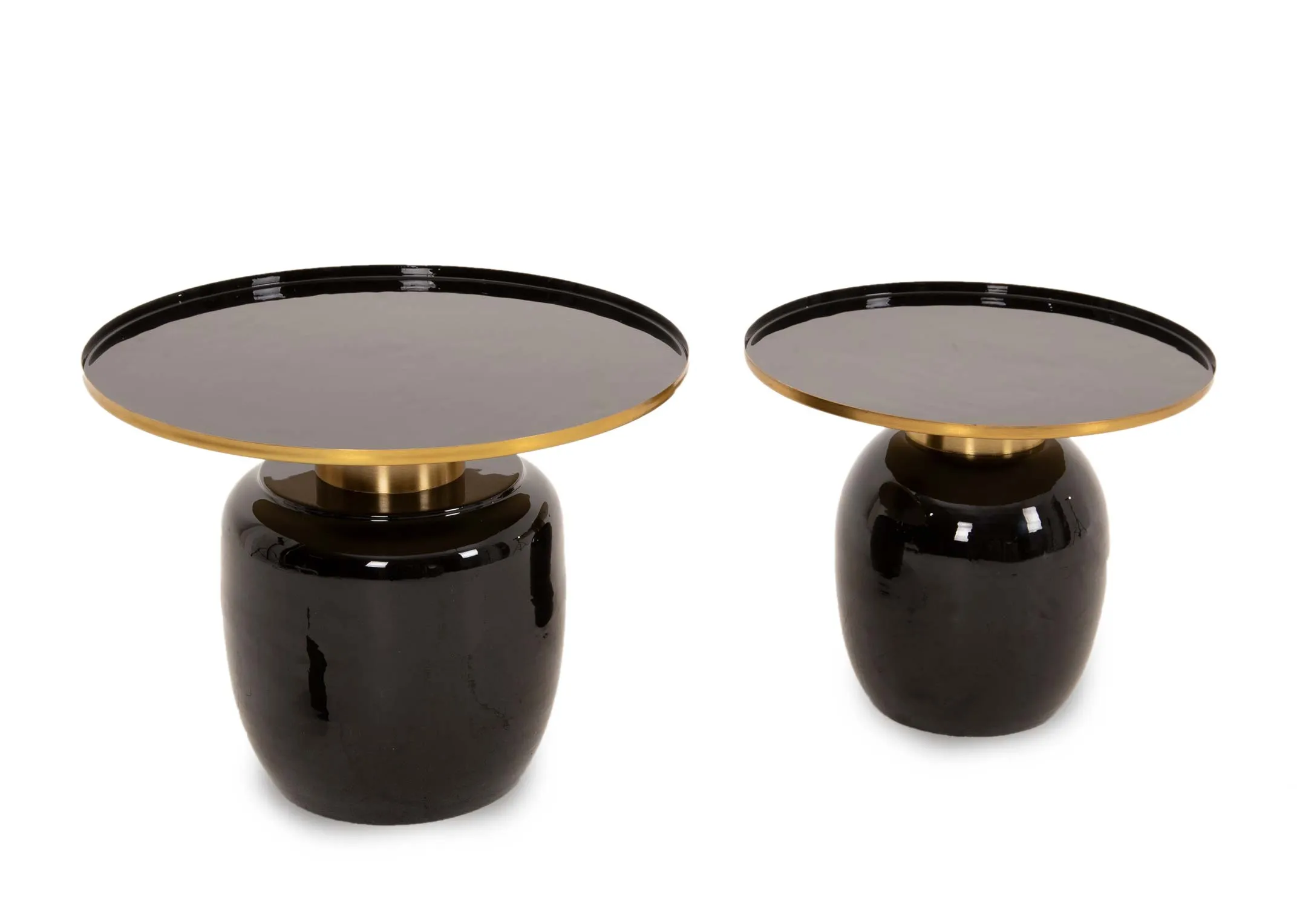 Set of 2 Black & Gold Side Tables Serafina EZ Living Furniture