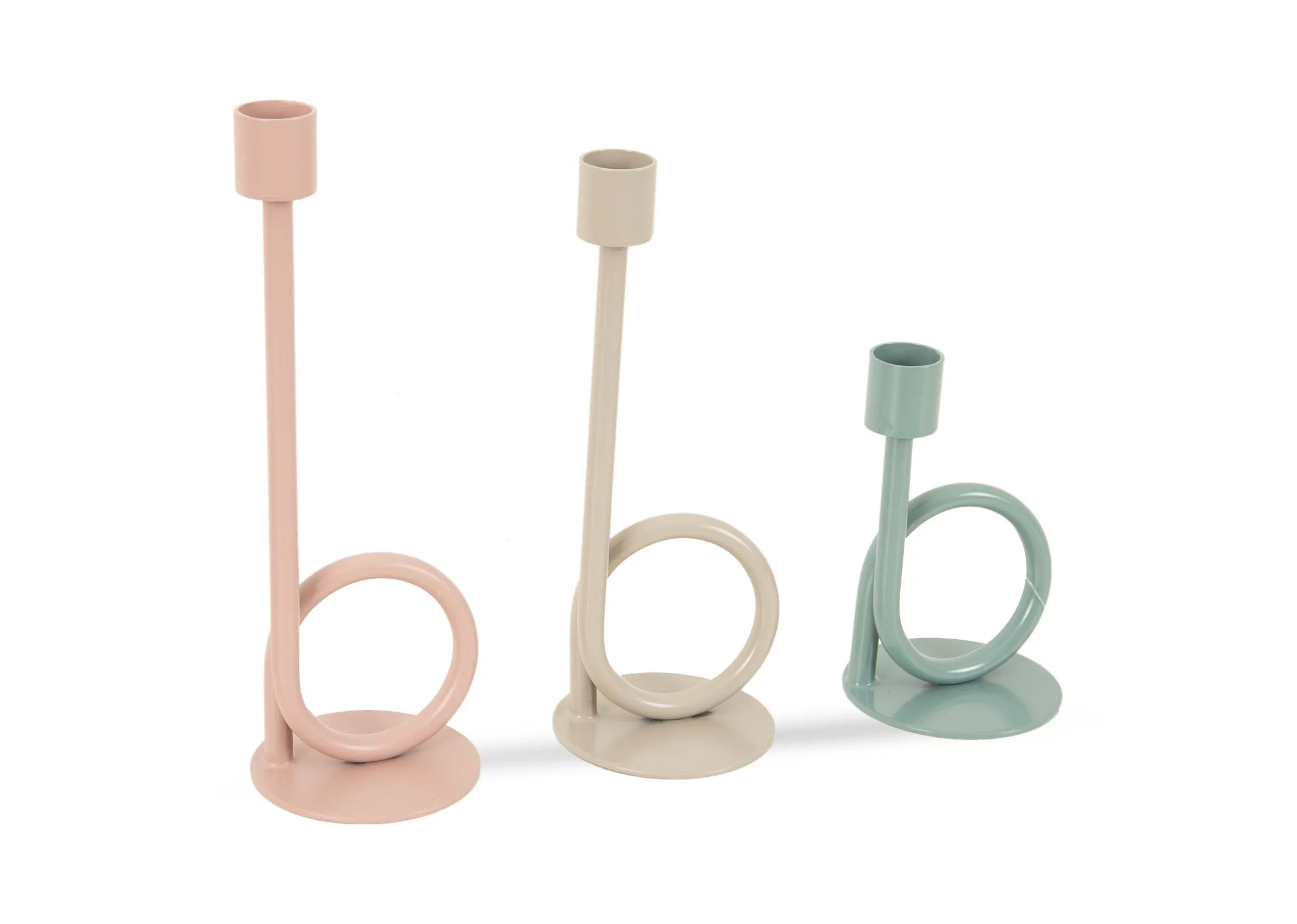 Set of 3 Pastel Candle Holders with Handle - Everly