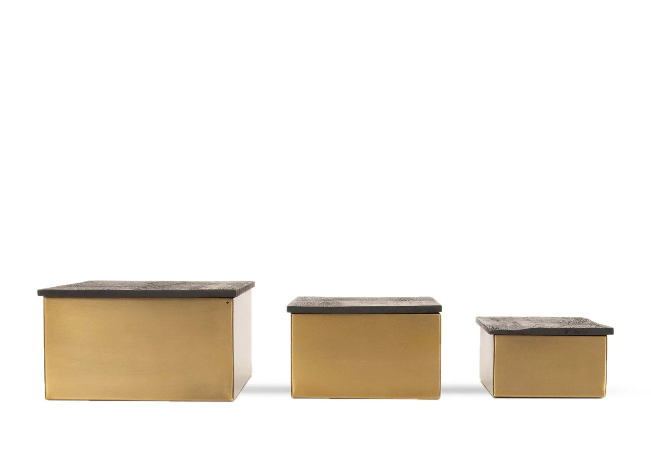 A dimension image of the Set of 3 Gold Boxes with 17.5cm - 25cm x 7cm -11cm