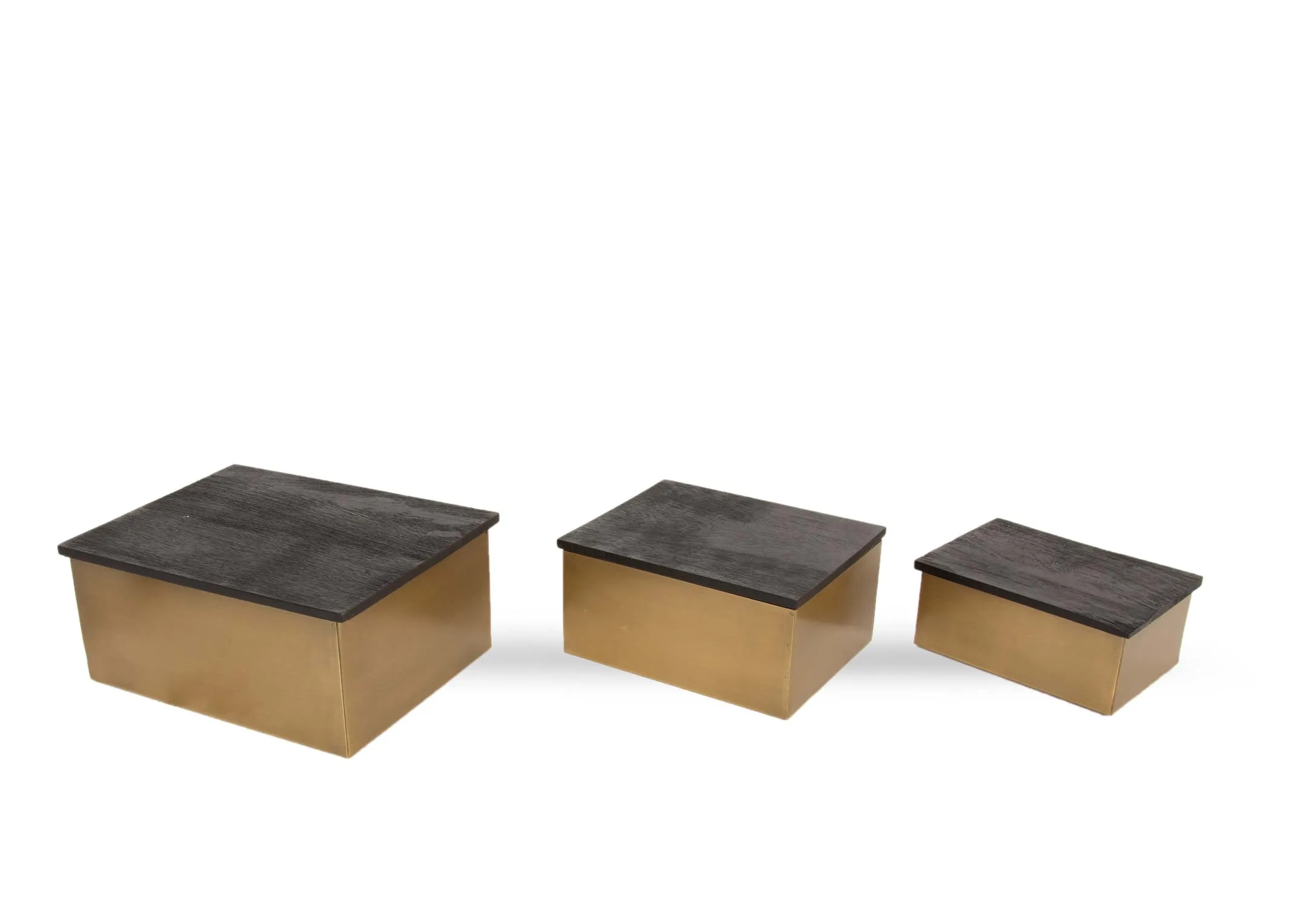A dimension image of the Set of 3 Gold Boxes with 17.5cm - 25cm x 7cm -11cm