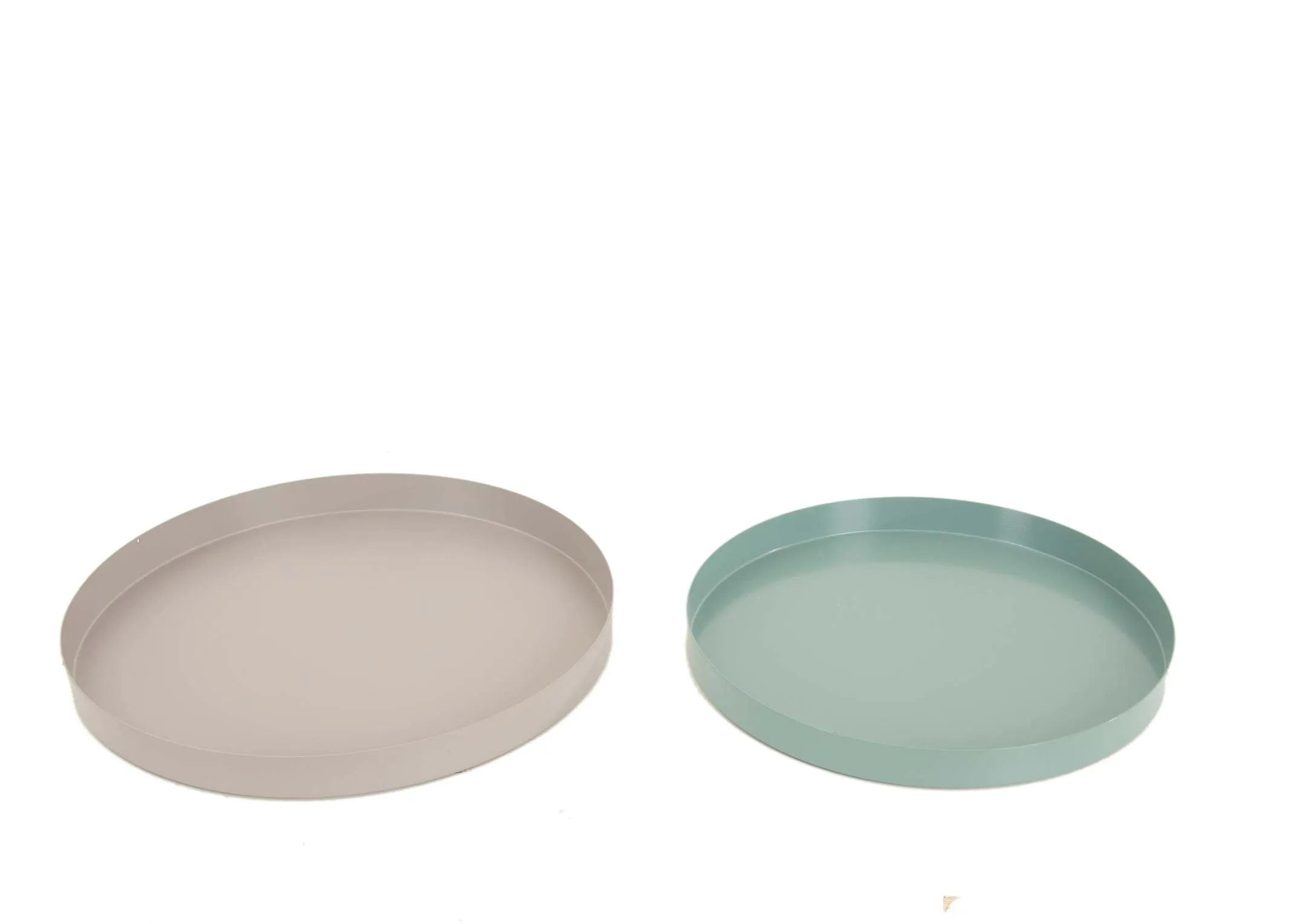 Set of 2 Green & Grey Trays - Reeds