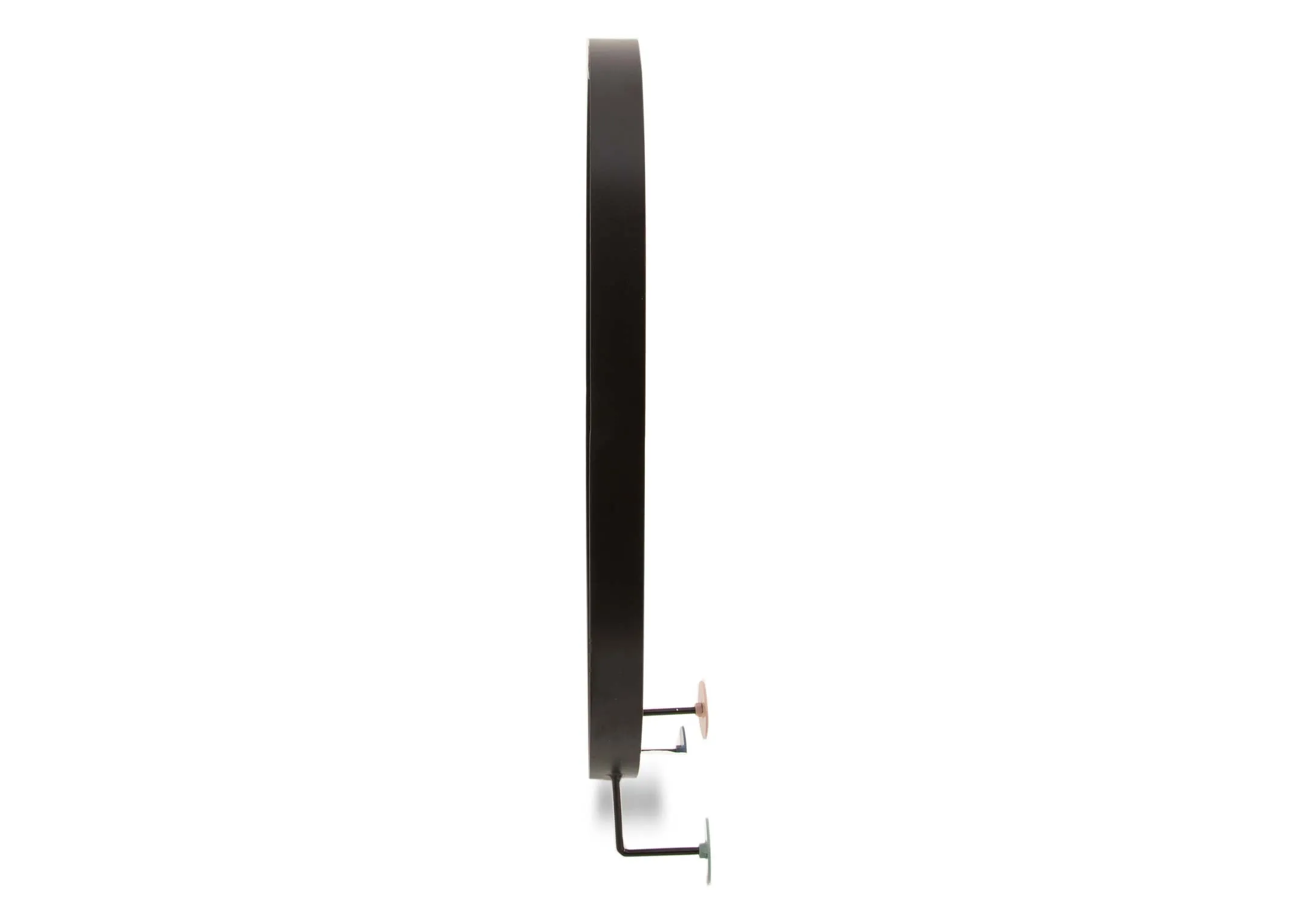 A dimension image of the Black Oval wall mirror with 36.5cm x 10cm x 68cm