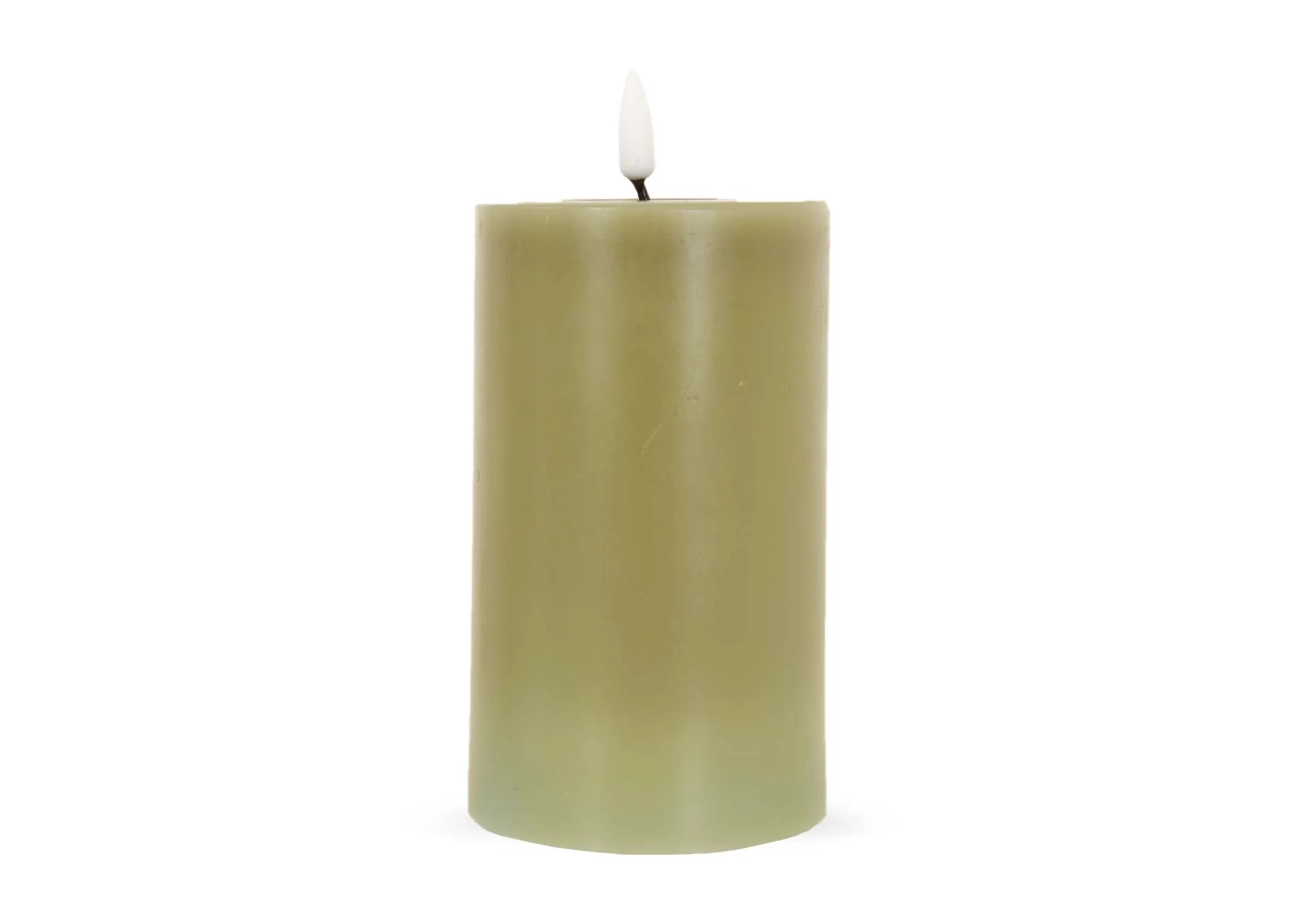 Small Slim Olive Green LED Candle - Deluxe