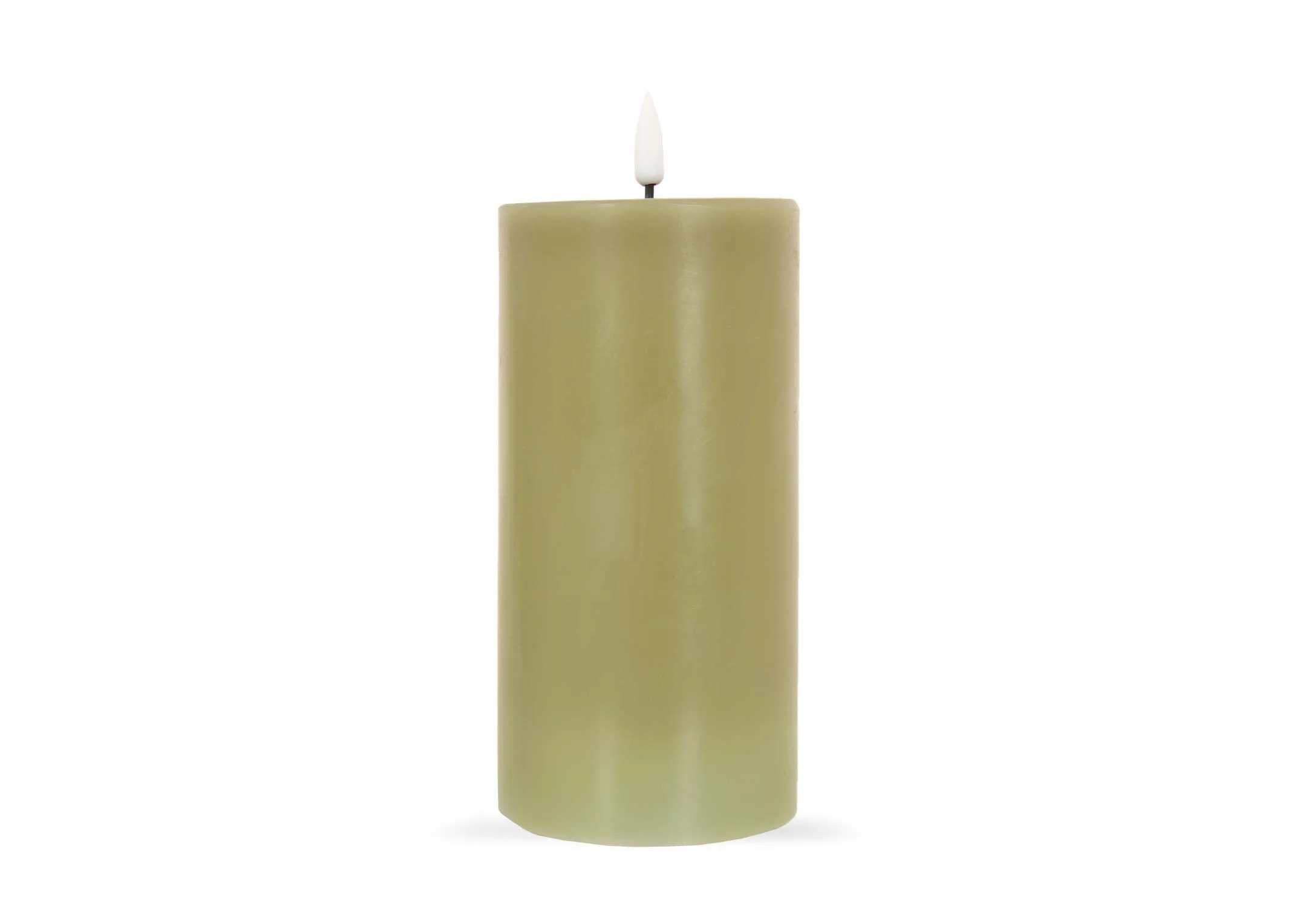 Medium Olive Green Slim LED Candle - Real Flame Deluxe