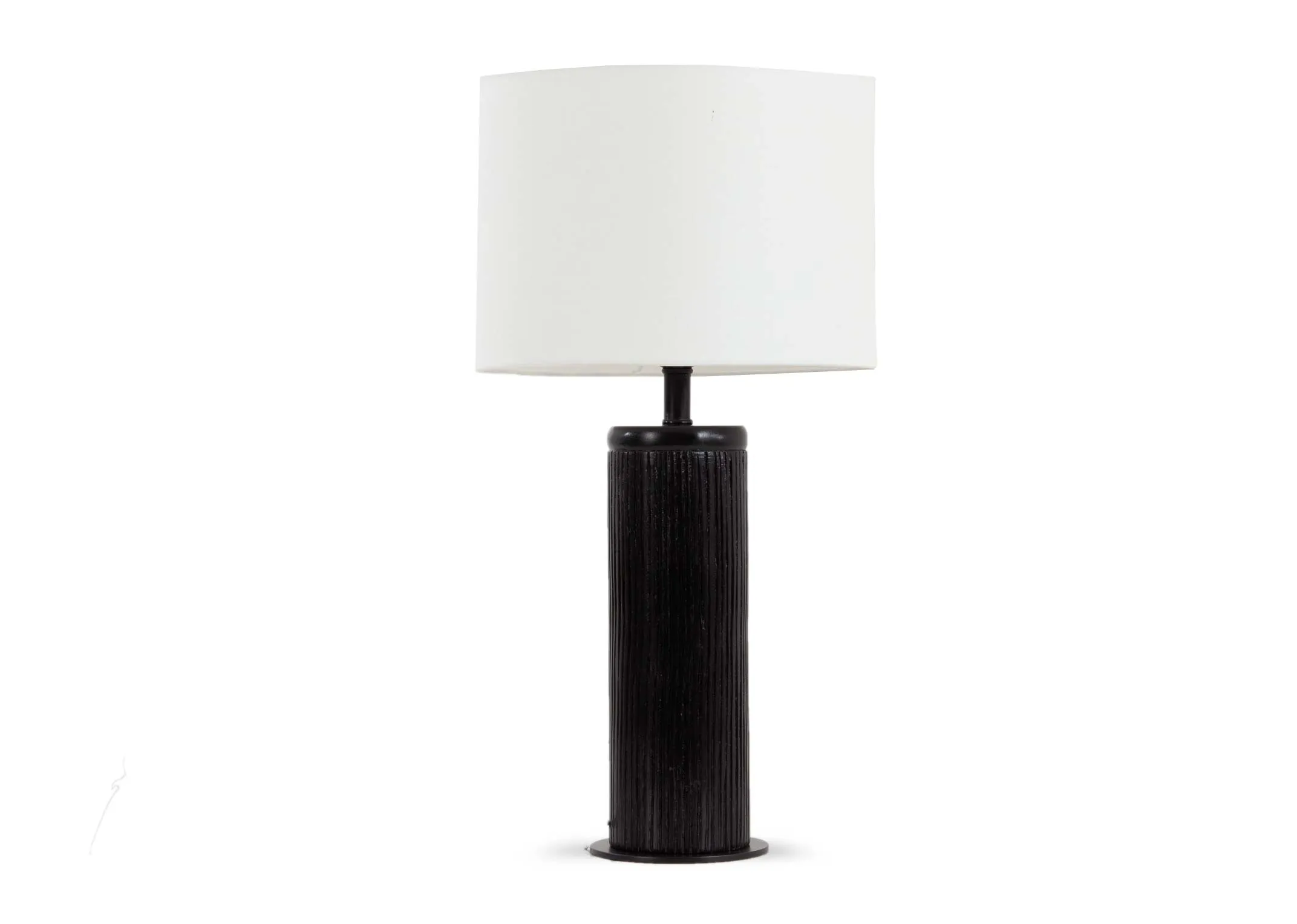 Small Black Wooden Table Lamp with White Shade - Lohas