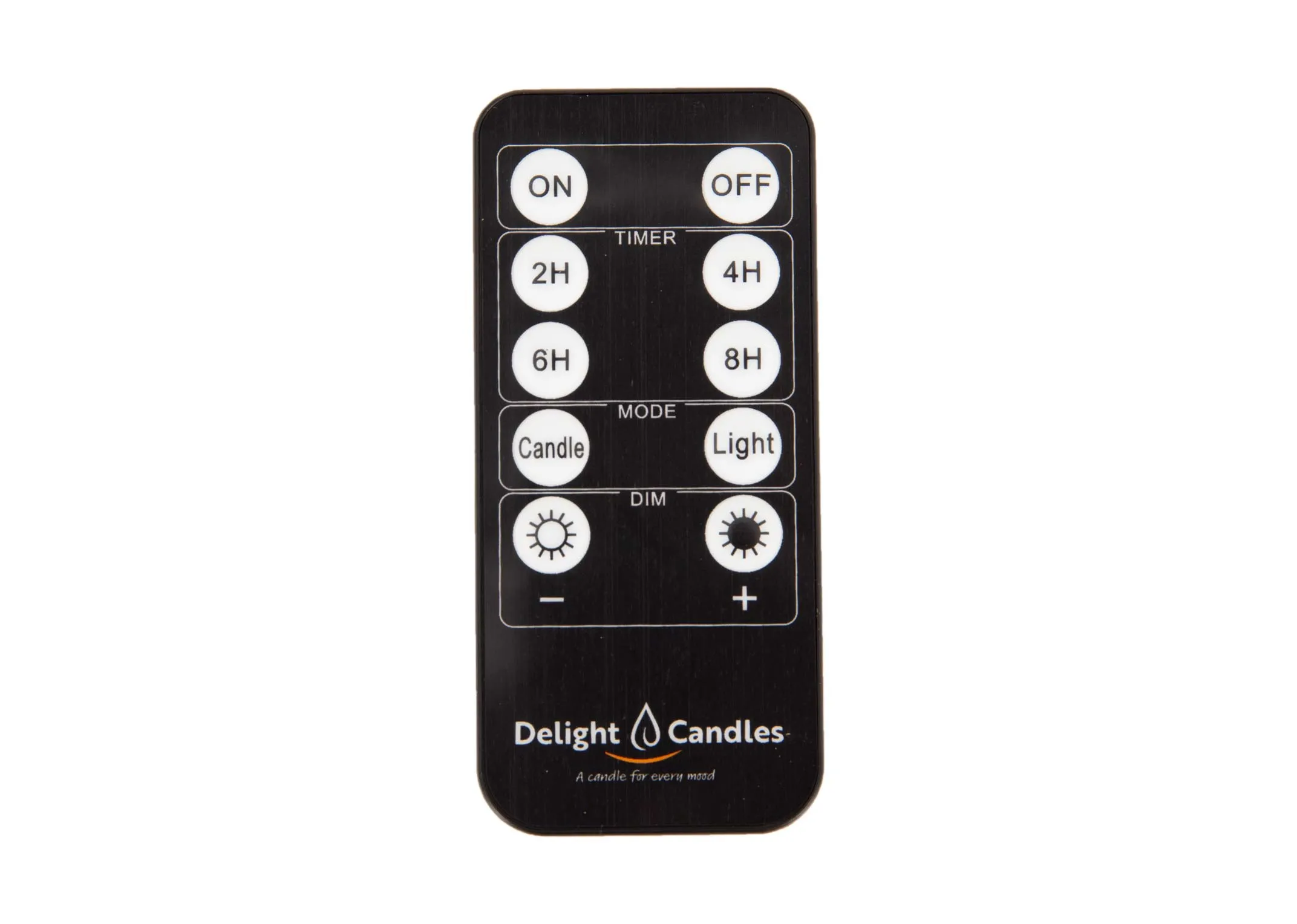 A set of 3 white candles in a box from EZ Livings Delight range. Front view of remote control