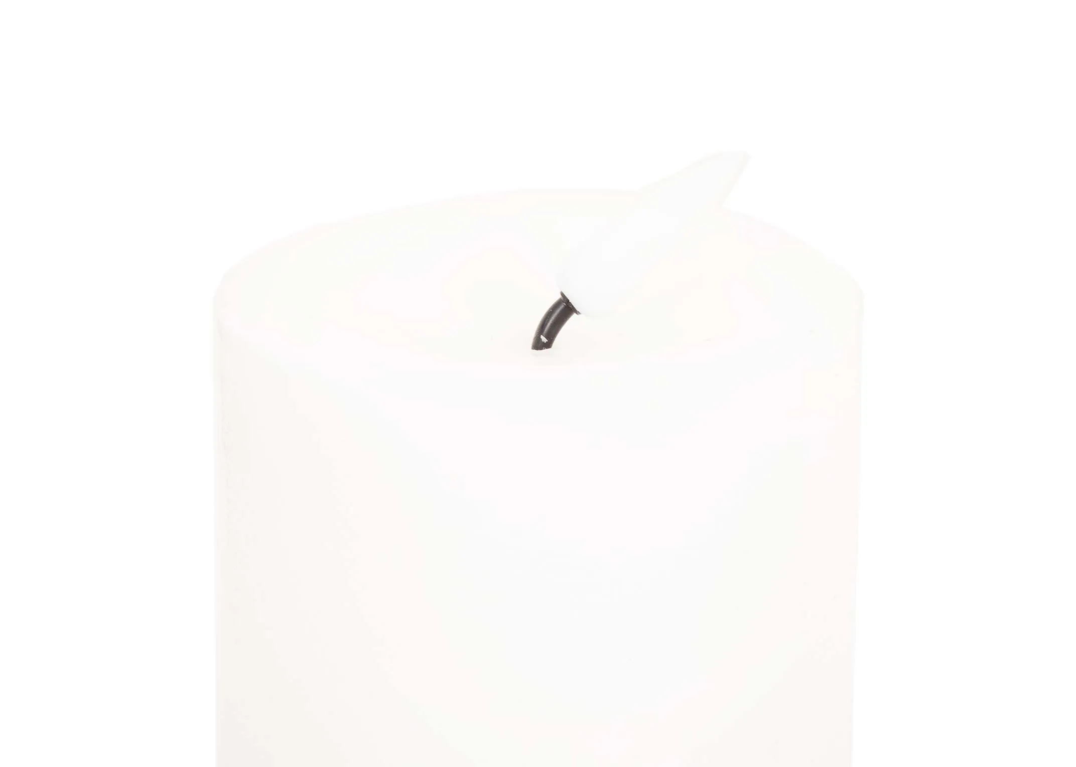A set of 3 white candles in a box from EZ Livings Delight range. Closeup of wick