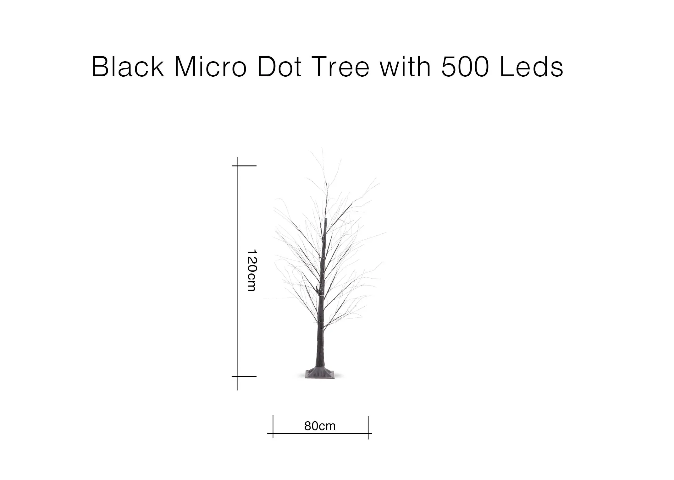 A dimension image of the Comet 120cm Outdoor Christmer tree with 80cm W