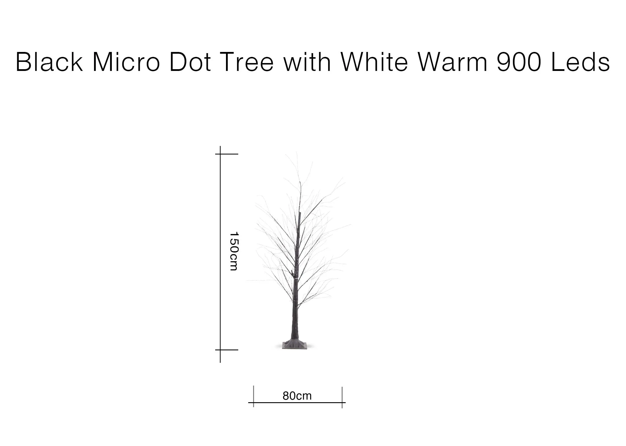 A dimension iamge of the Comet Outdoor Christmas tree with 80cm x 150cm