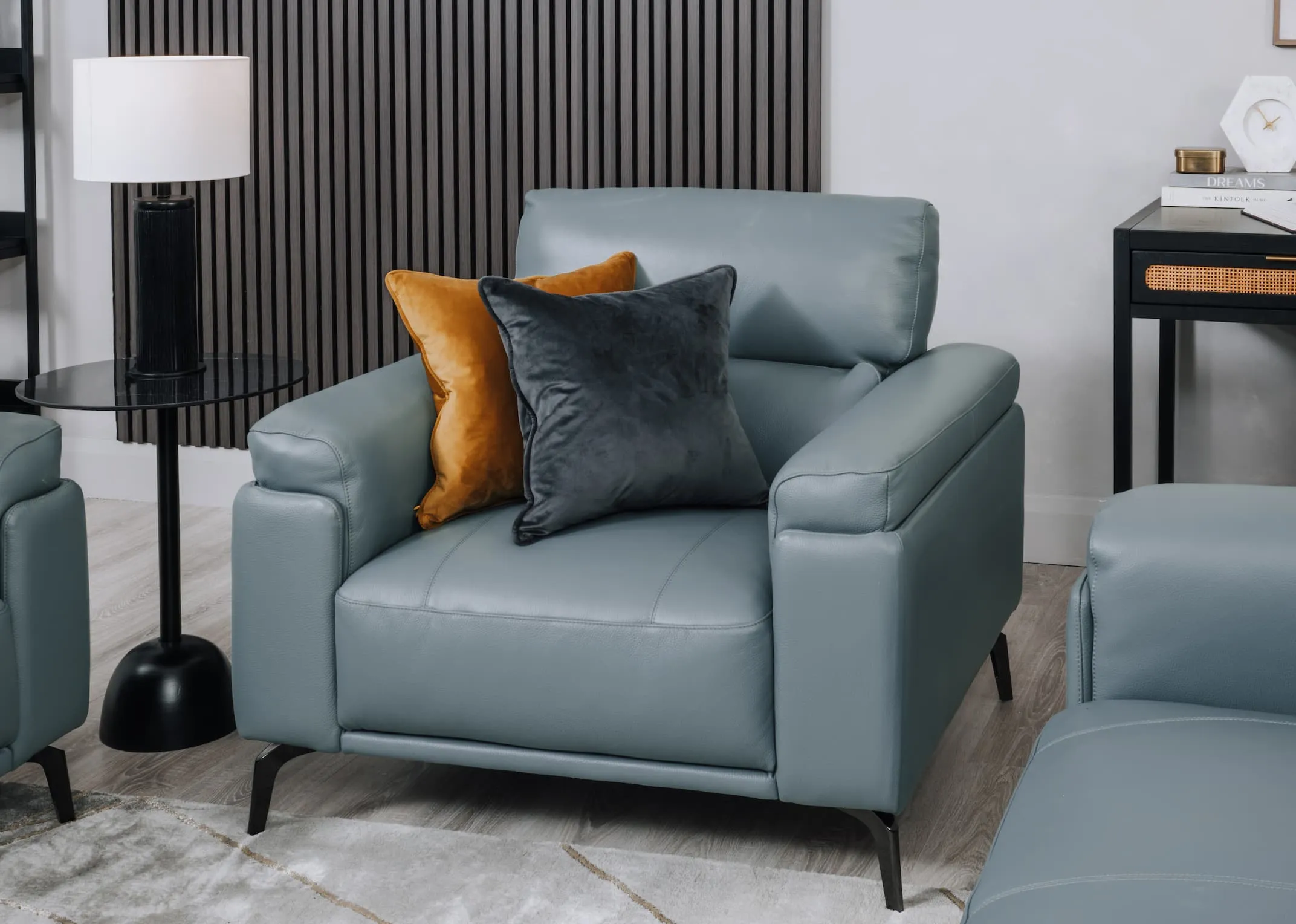 Blue Leather Armchair - Lagoon