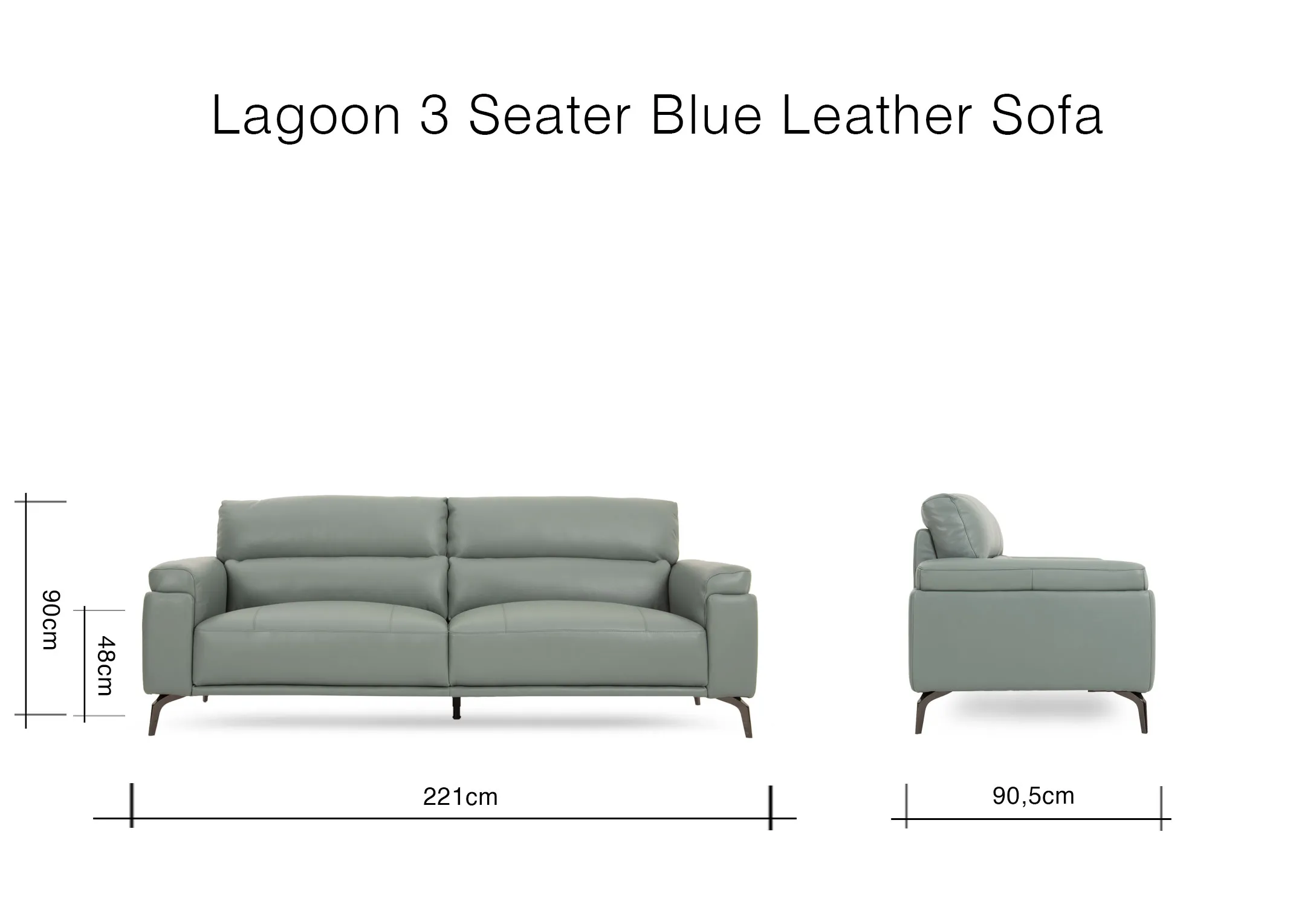 A dimension image of the Lagoon 3 Seater