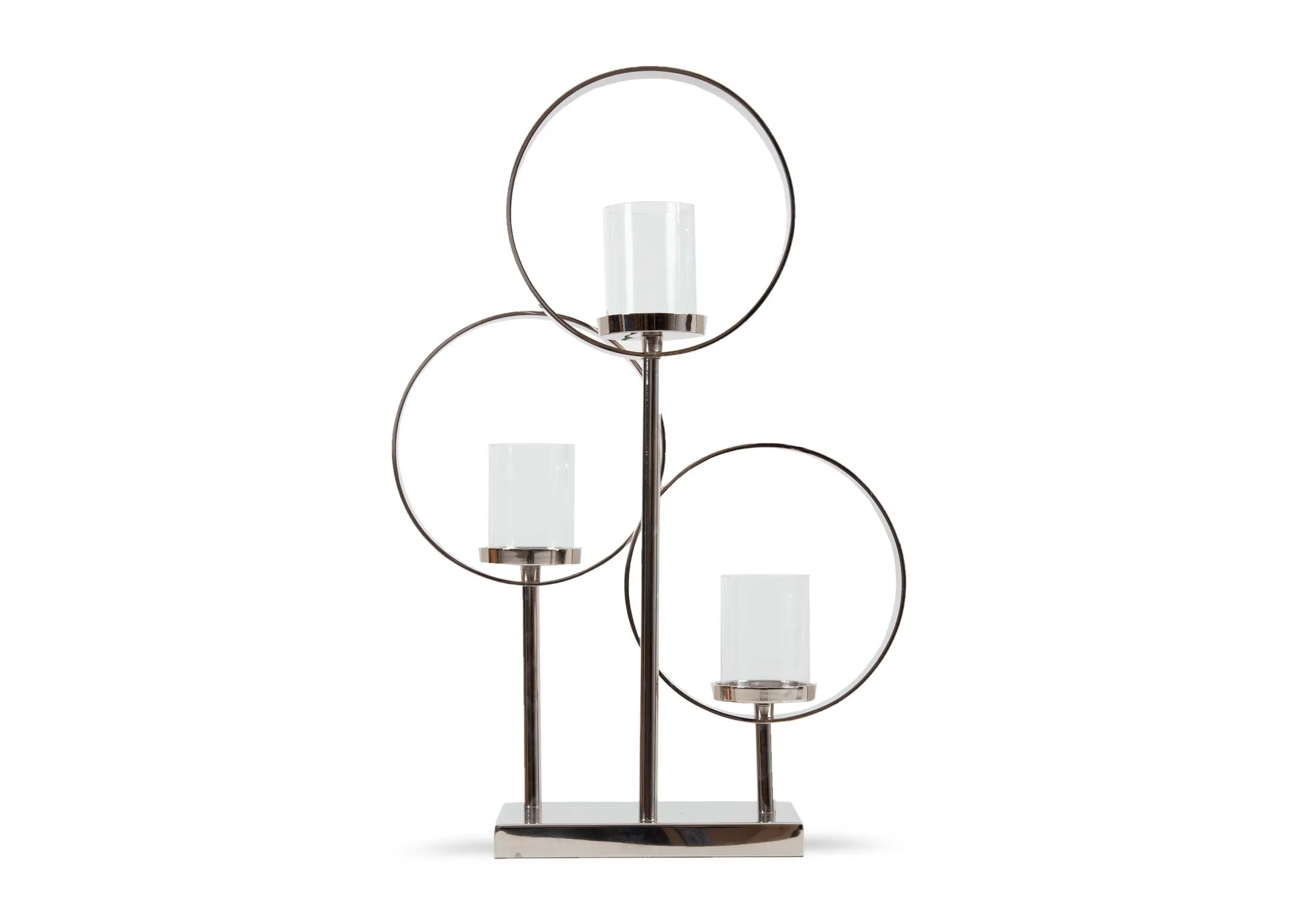 Silver Triple Pillar Candle with Glass