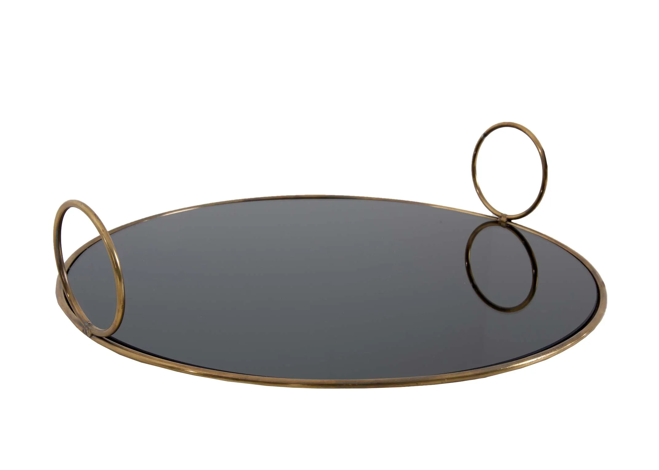 A dimension image of the Large Round Steel Mirror tray with 40cm x 9cm