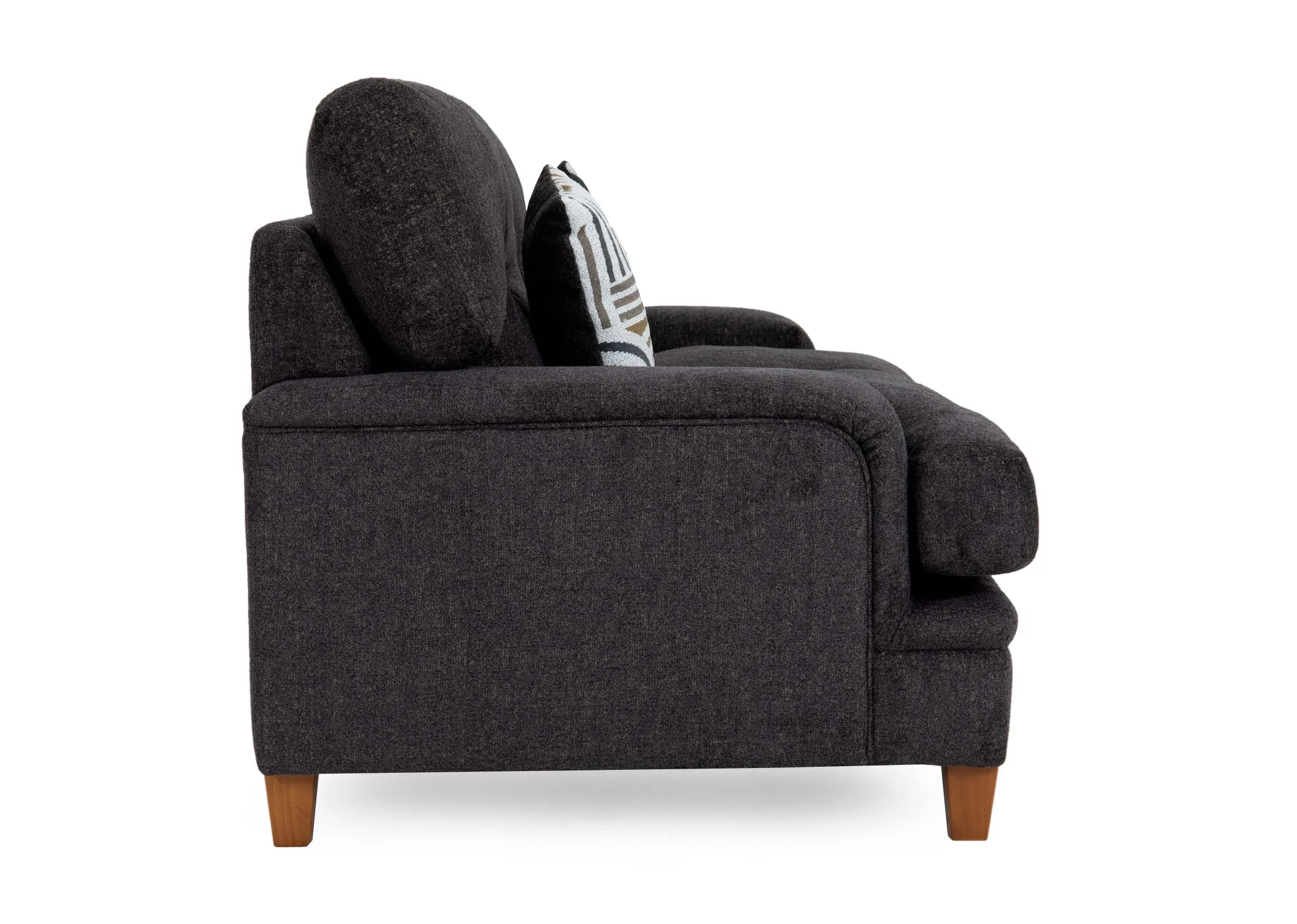 A 3 seater charcoal fabric sofa from EZ Livings Trieste range. Back of sofa with warrantied frame.