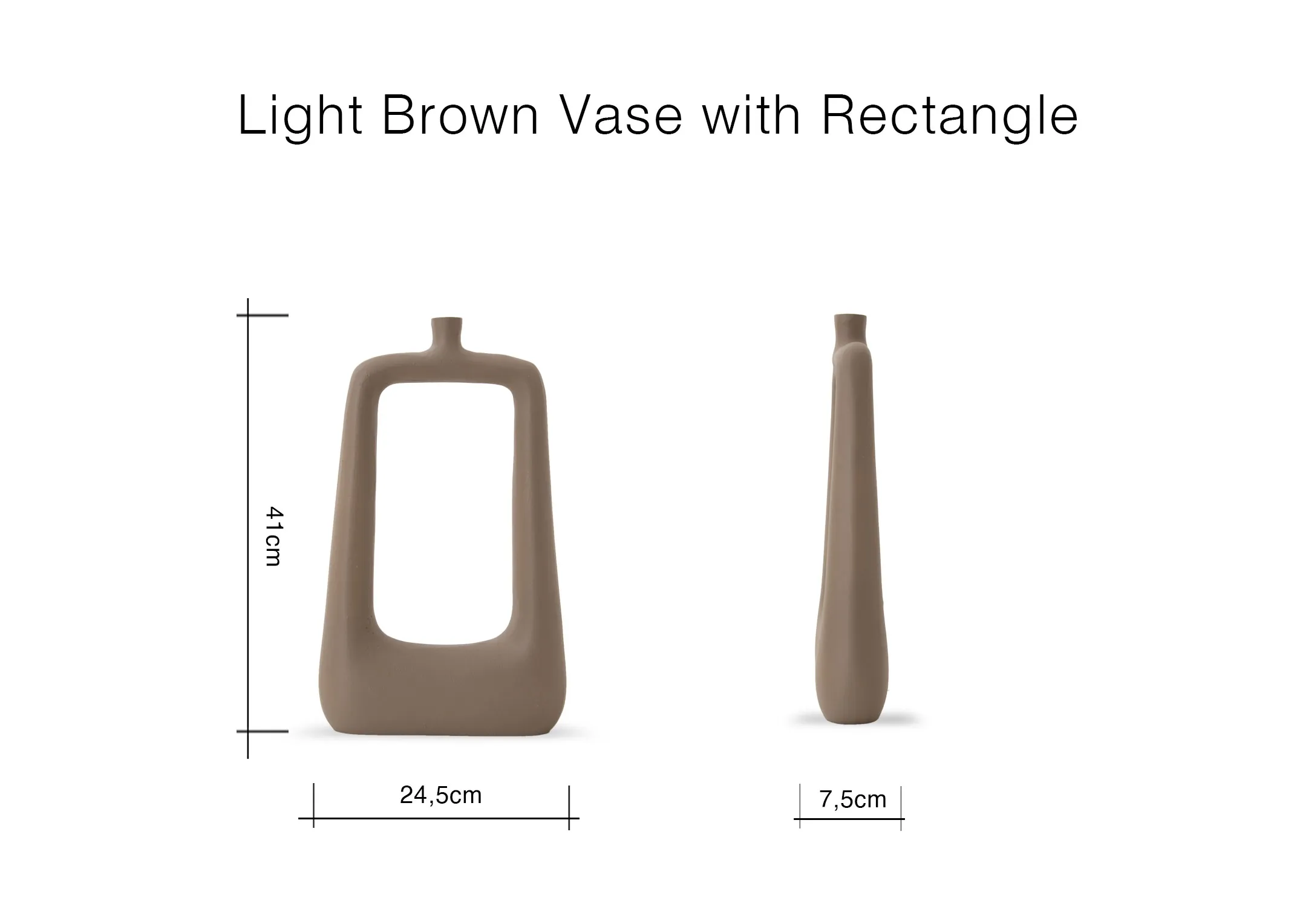 A lifestyle image of the Light Brown vase with artificial plant on a coffee table with candle holder.