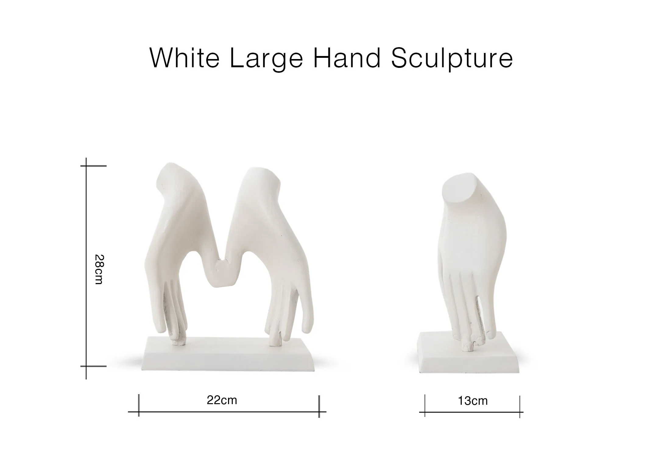 A lifestyle image of the Brandon sofa with massimo side table with Hand sculpture.