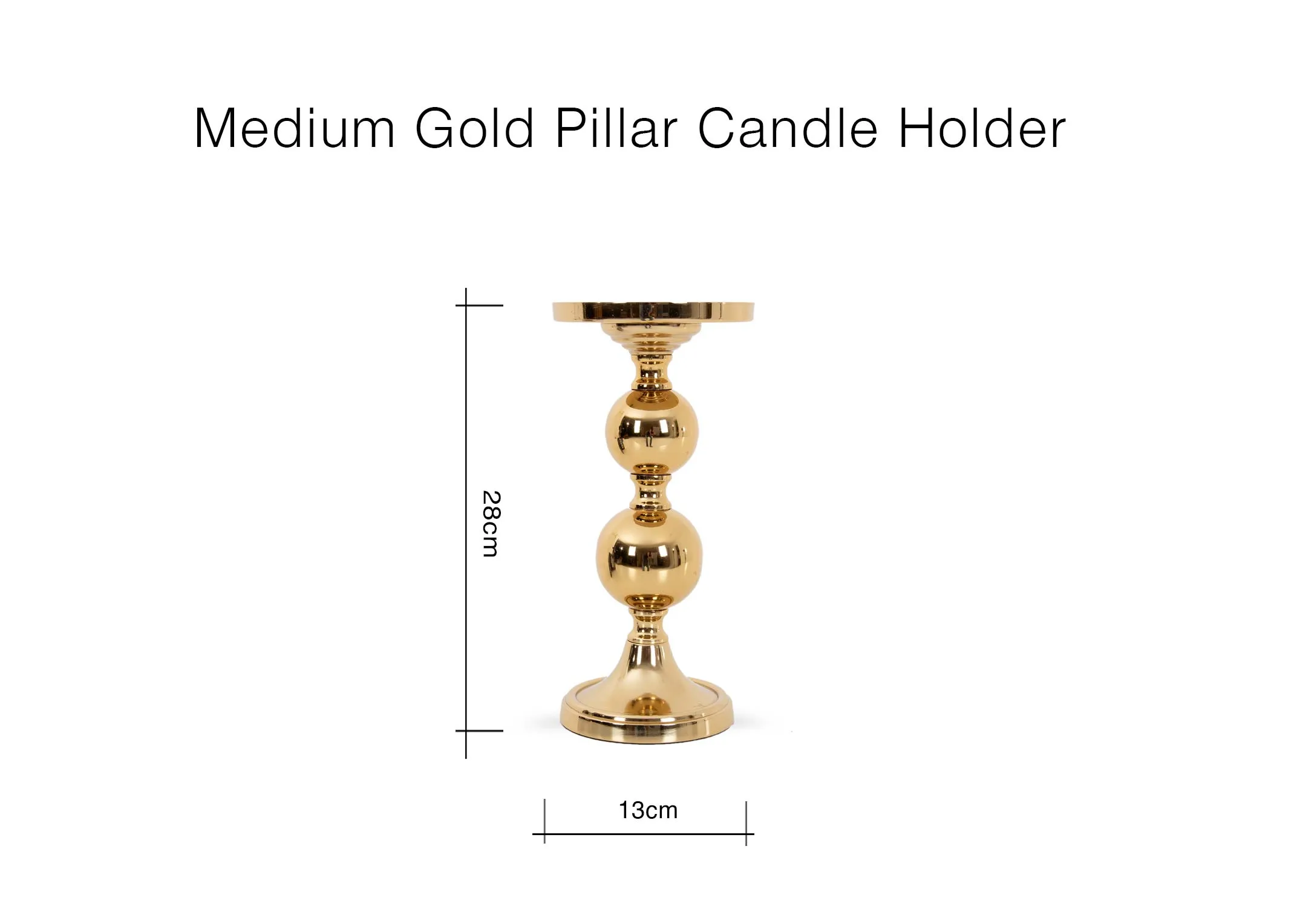 A lifestyle image of the Gold illar Candle holder & stick candle holder on a bookcase as a decoration.